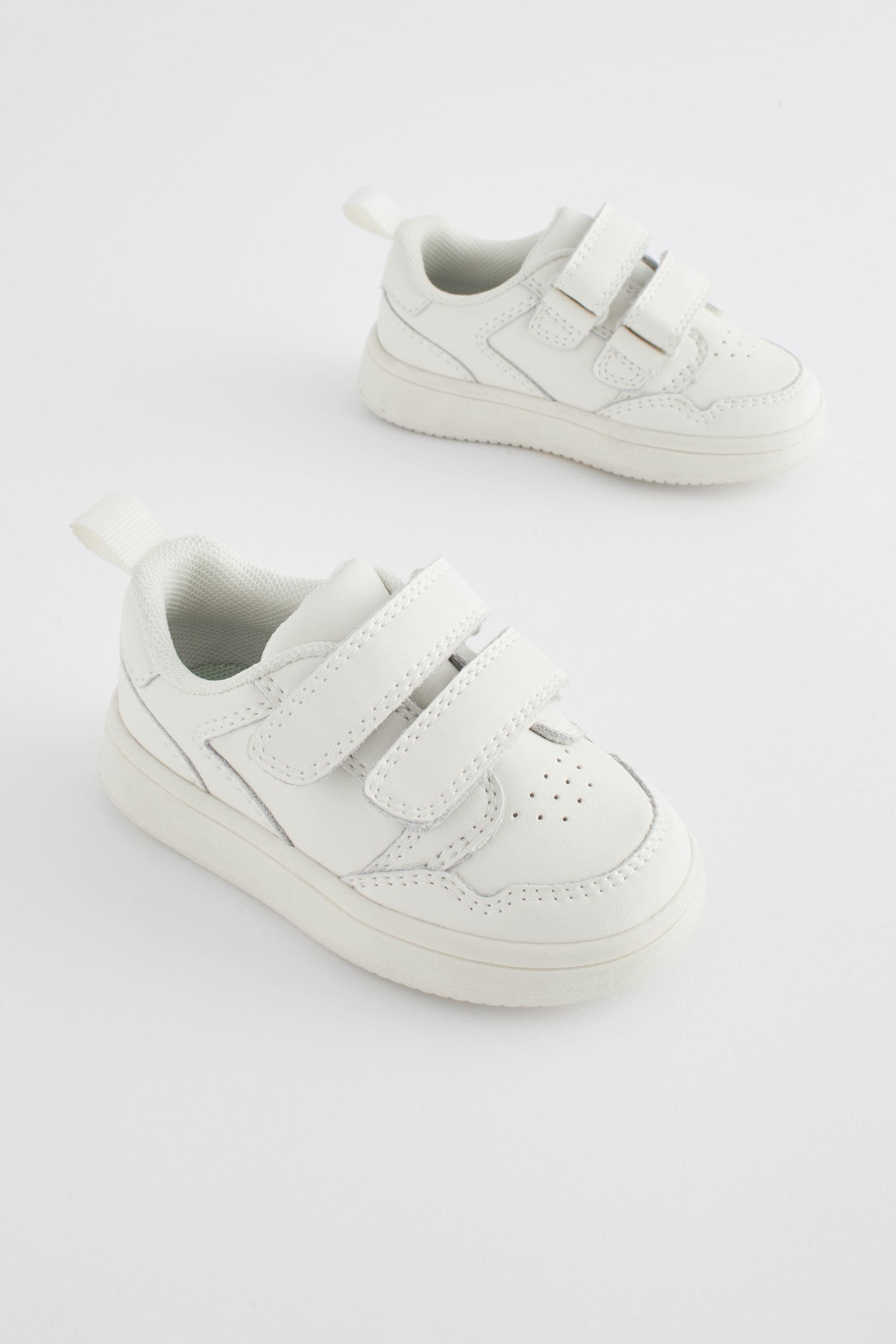 White Baby Touch Fastening Leather First Walker Shoes