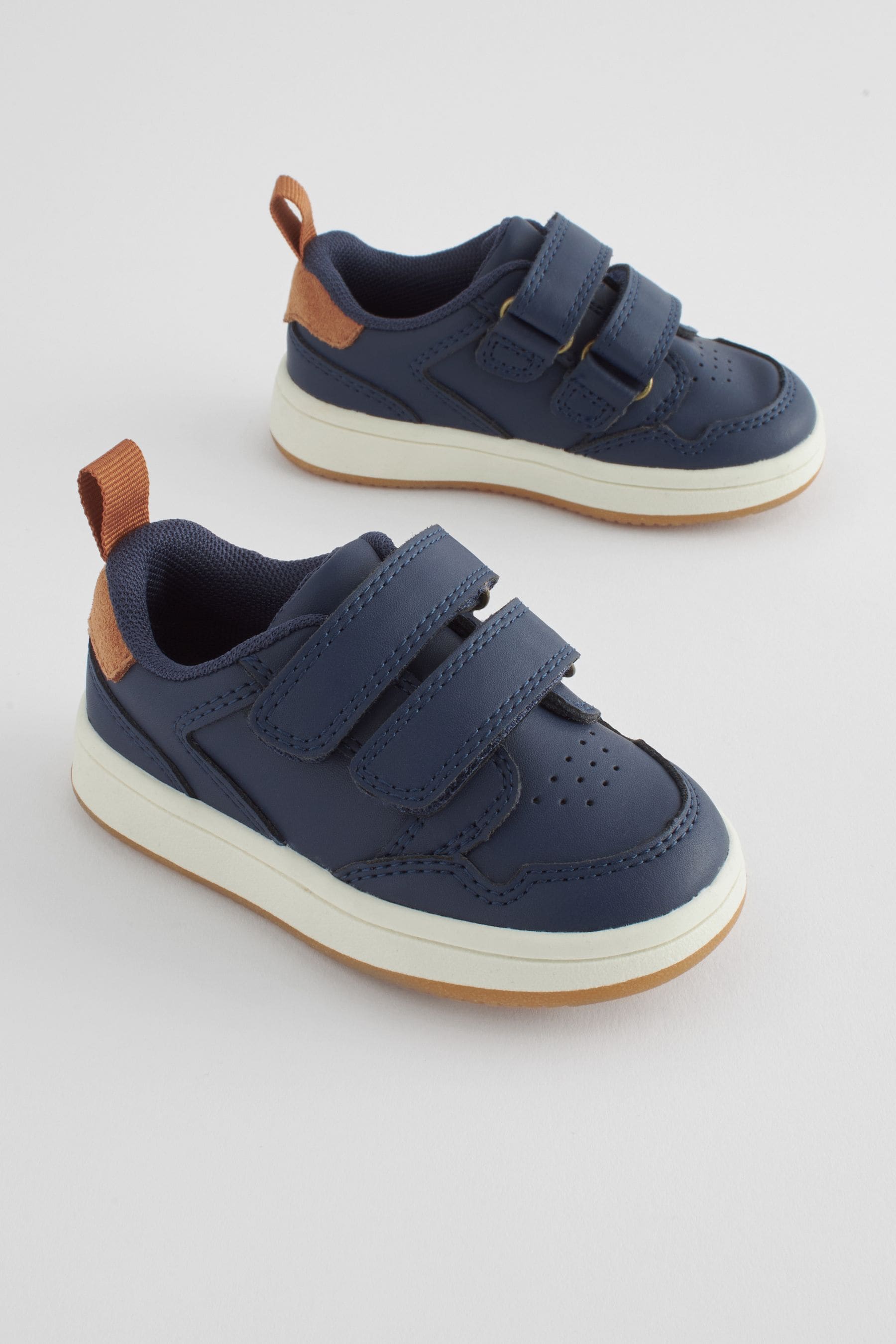 Navy Baby Touch Fastening Leather First Walker Shoes