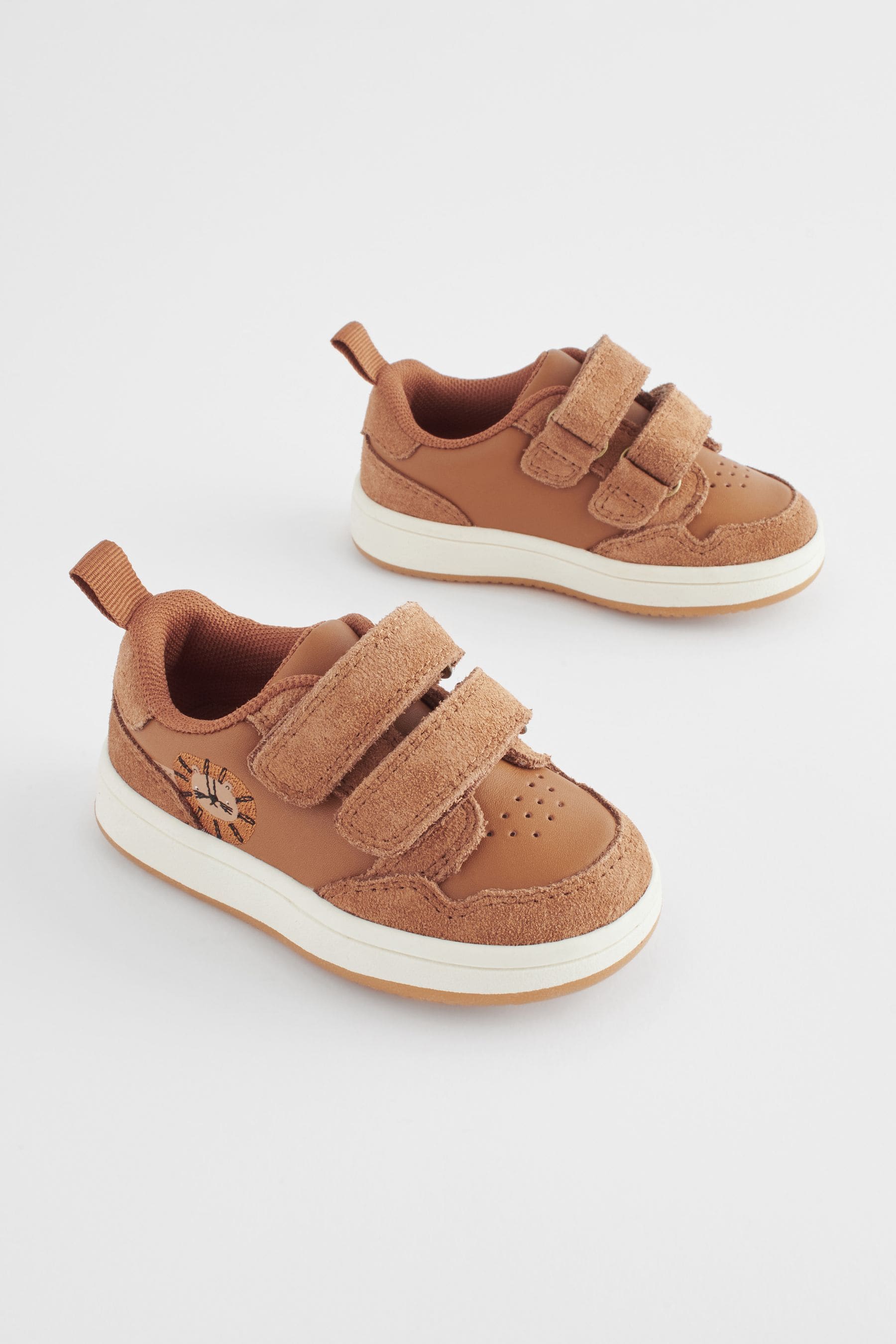 Tan Brown Baby Touch Fastening Leather First Walker Shoes