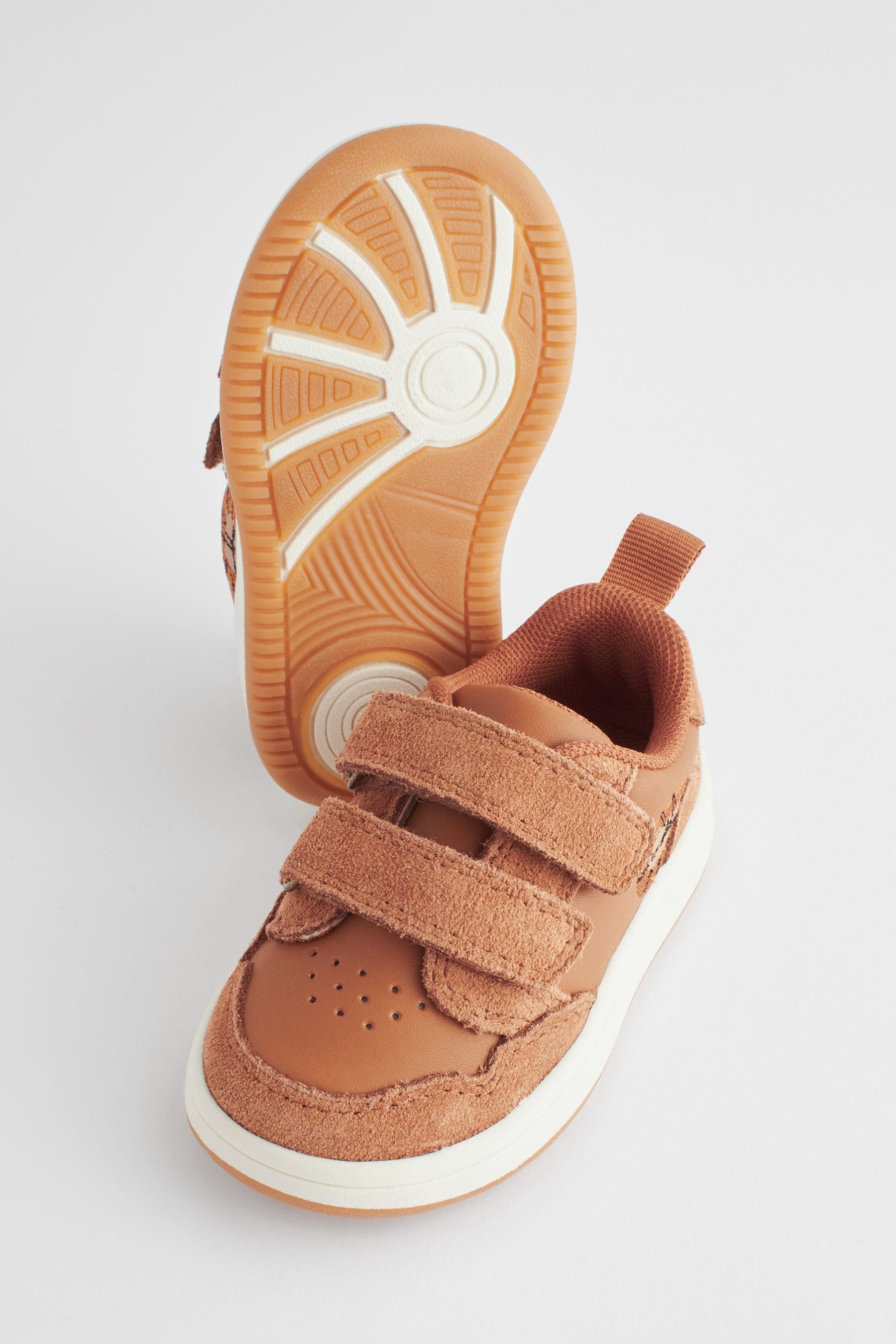 Tan Brown Baby Touch Fastening Leather First Walker Shoes