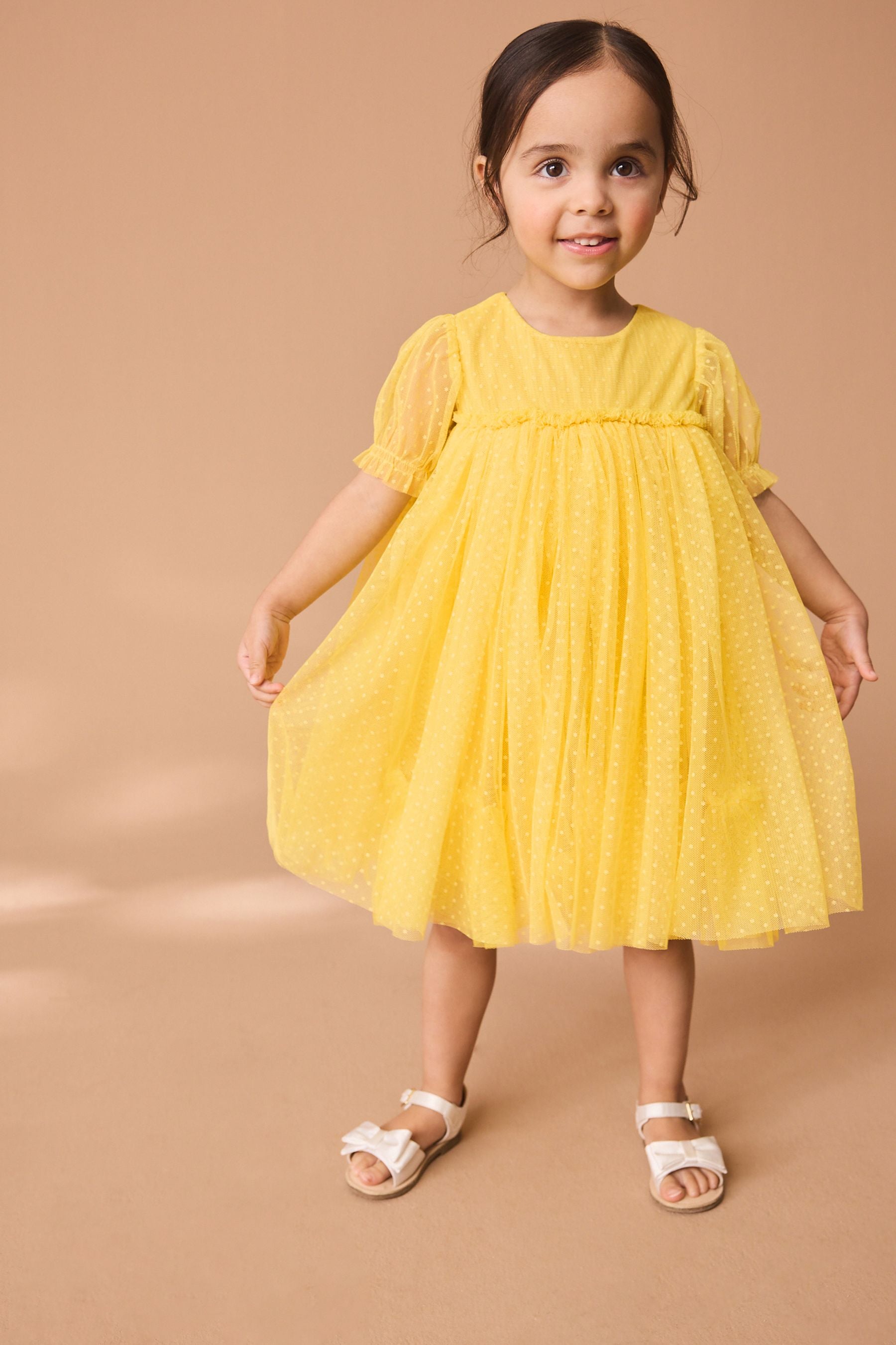 Yellow Mesh Party Dress (3mths-7yrs)