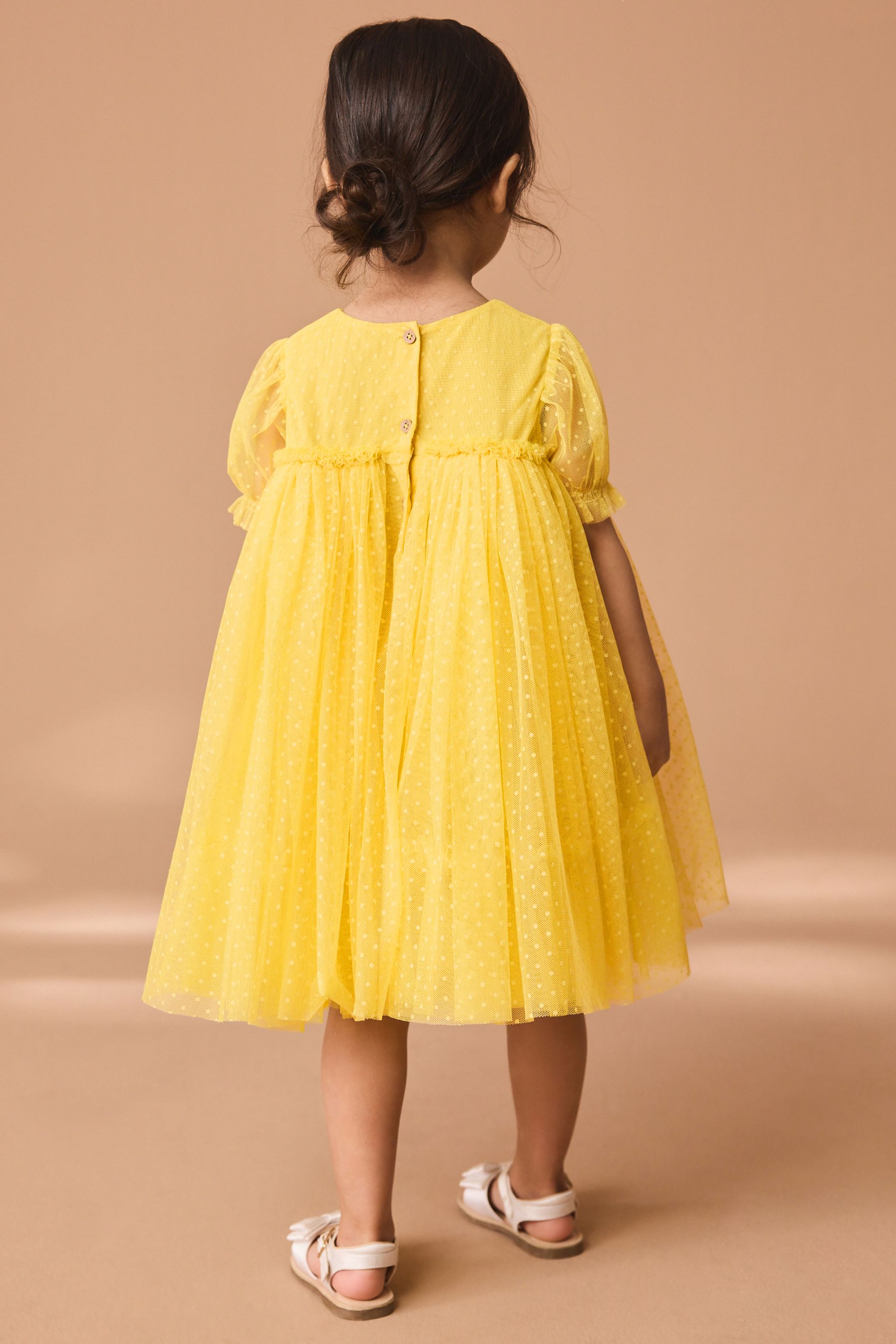 Yellow Mesh Party Dress (3mths-7yrs)