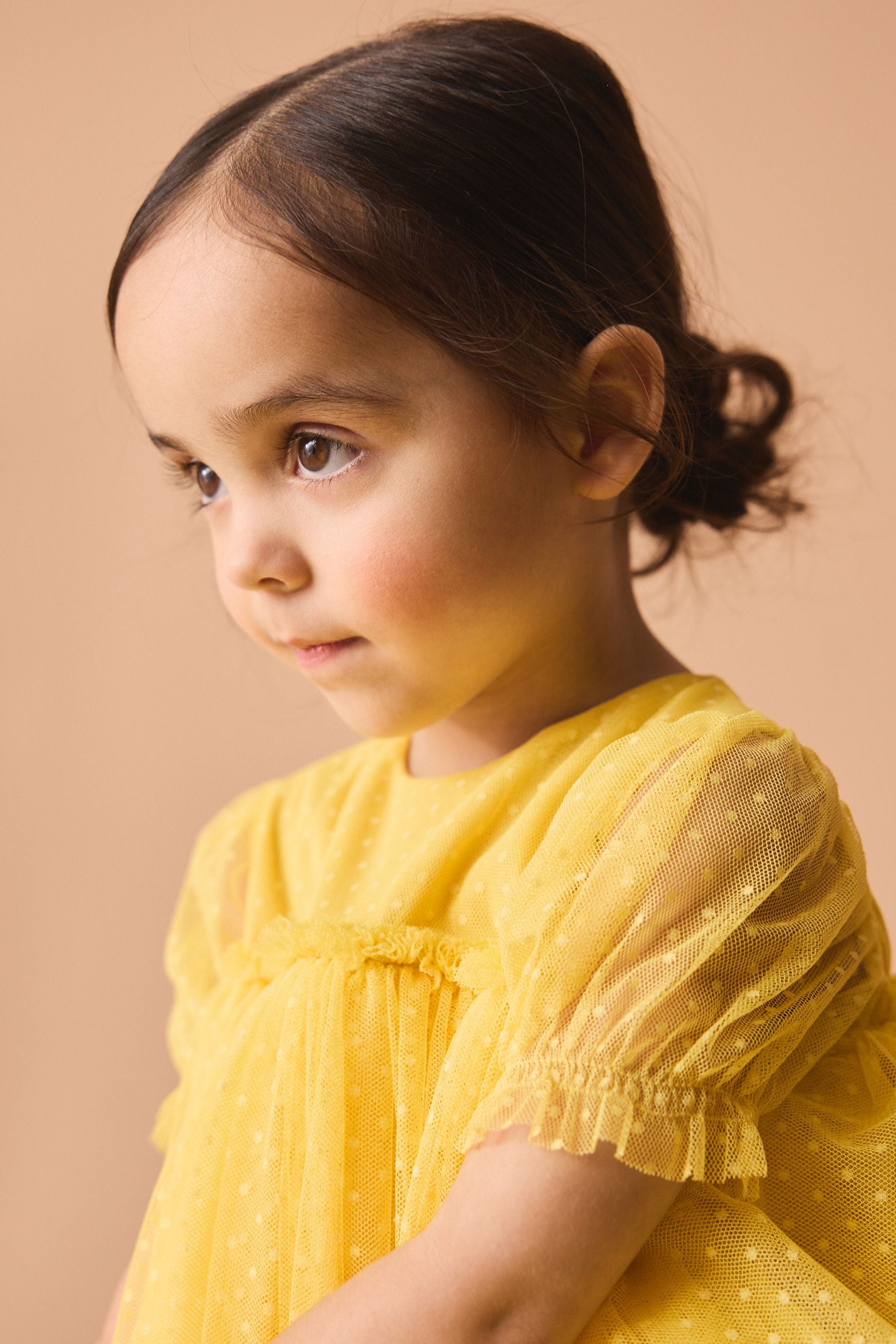 Yellow Mesh Party Dress (3mths-7yrs)