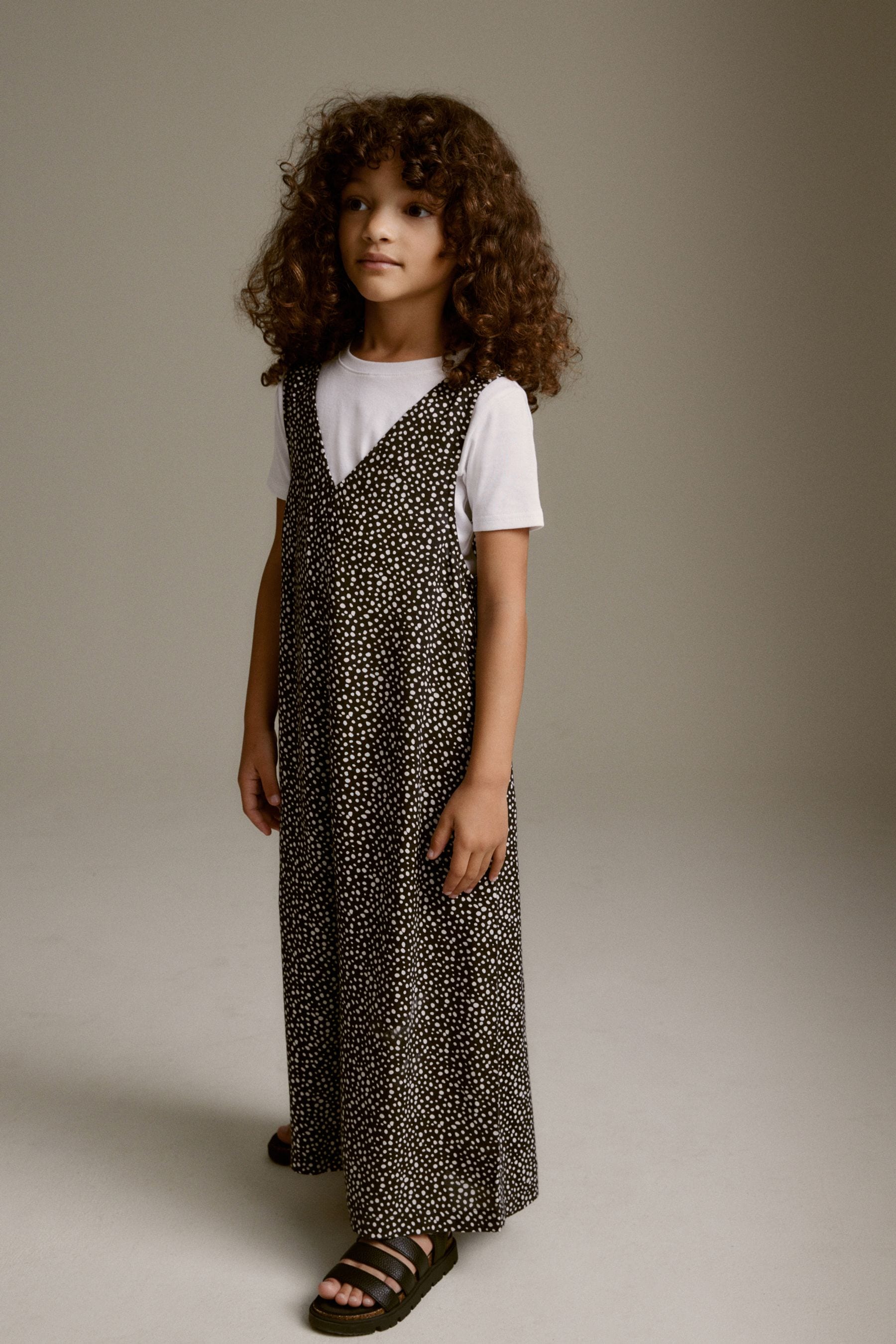 Black/White Spot Jumpsuit And T-Shirt Set (3-16yrs)