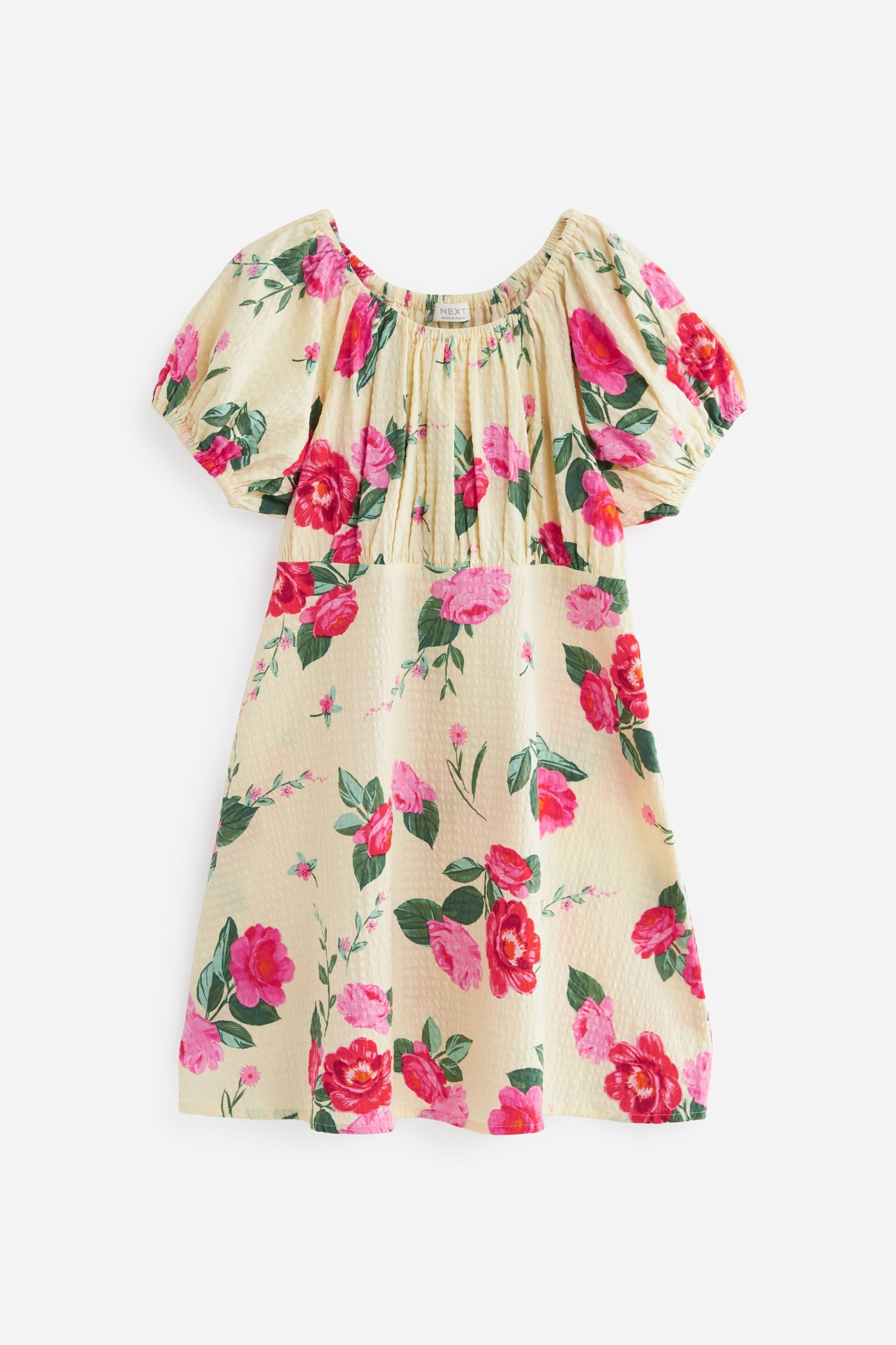 Pink Floral Puff Sleeve Dress (3-16yrs)