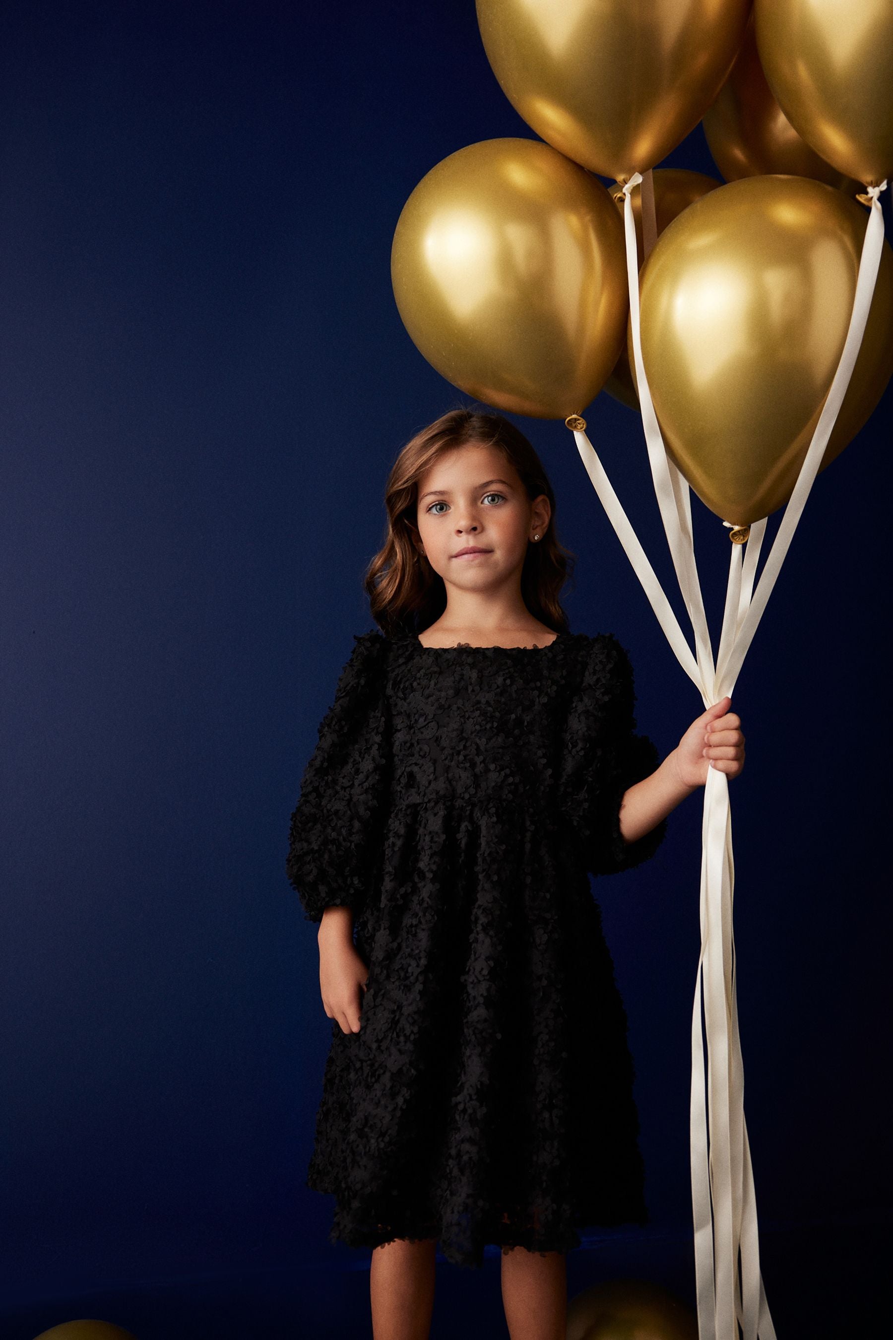 Black Textured Party Dress (3-16yrs)