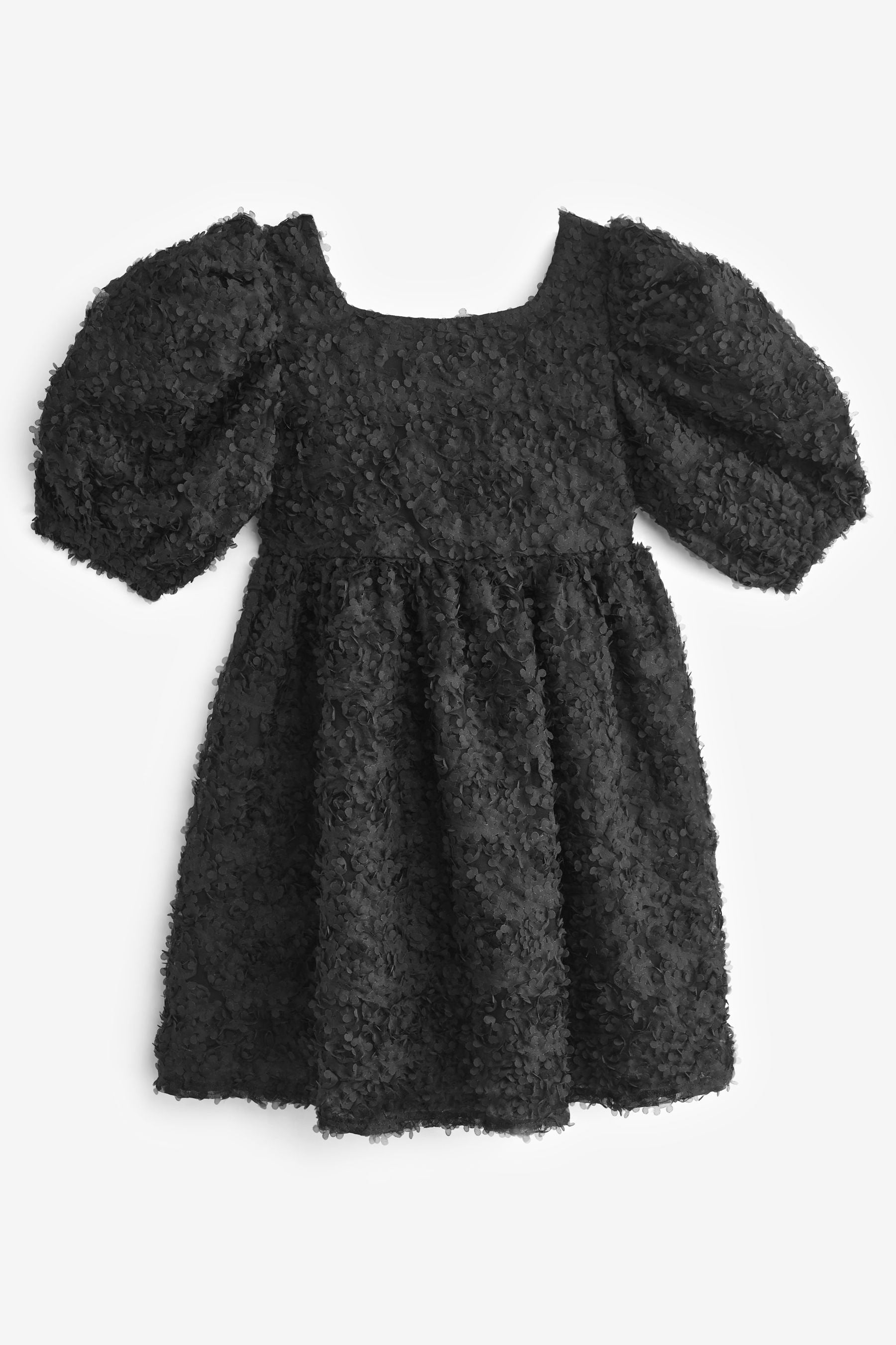 Black Textured Party Dress (3-16yrs)