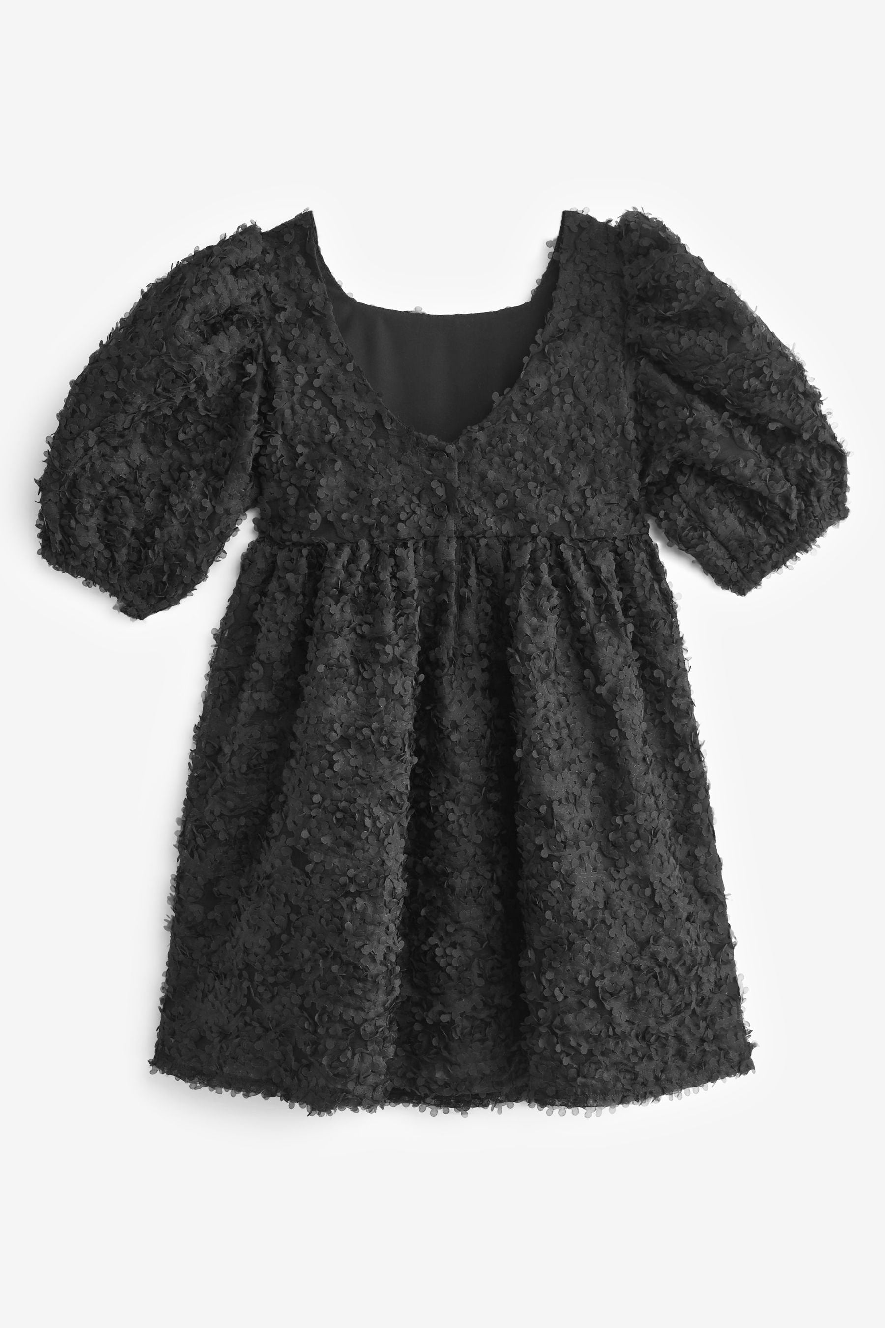 Black Textured Party Dress (3-16yrs)