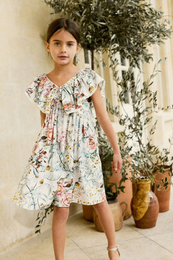 Pink Floral Printed Ruffle Dress (3-16yrs)