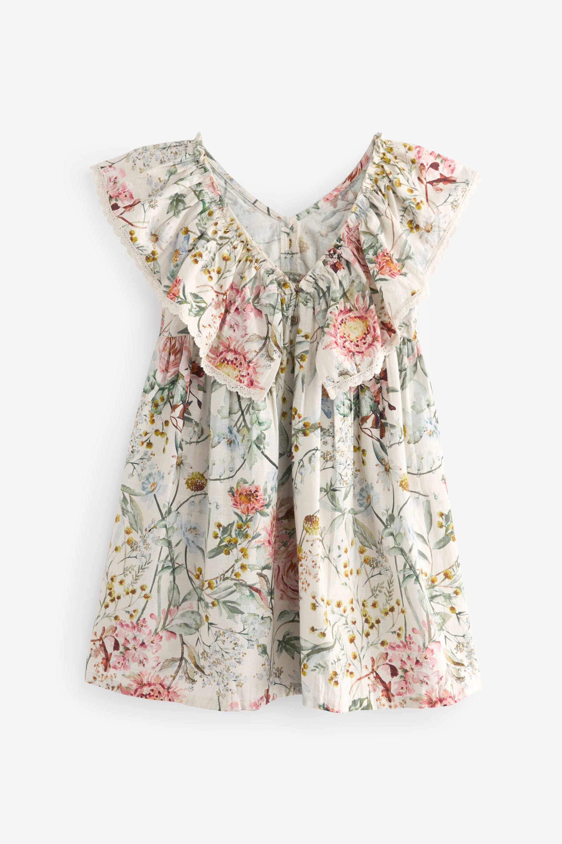 Pink Floral Printed Ruffle Dress (3-16yrs)