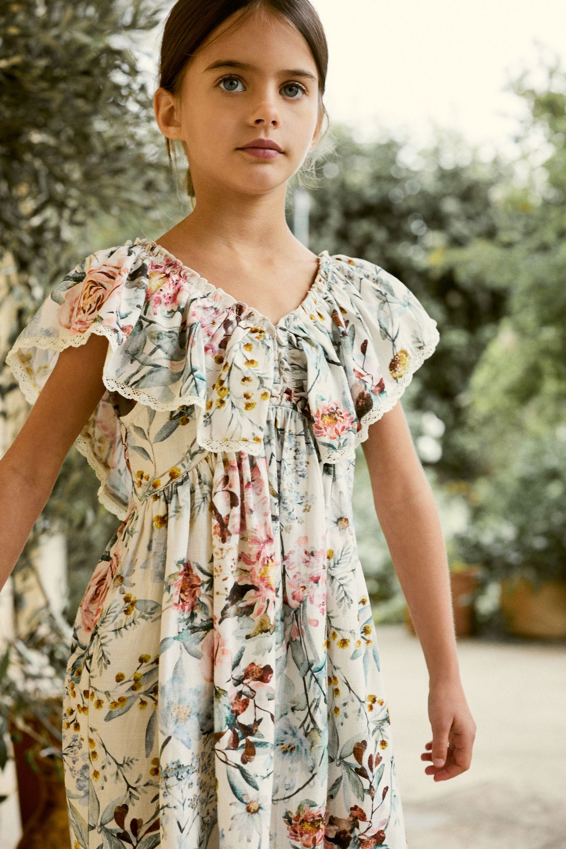 Pink Floral Printed Ruffle Dress (3-16yrs)