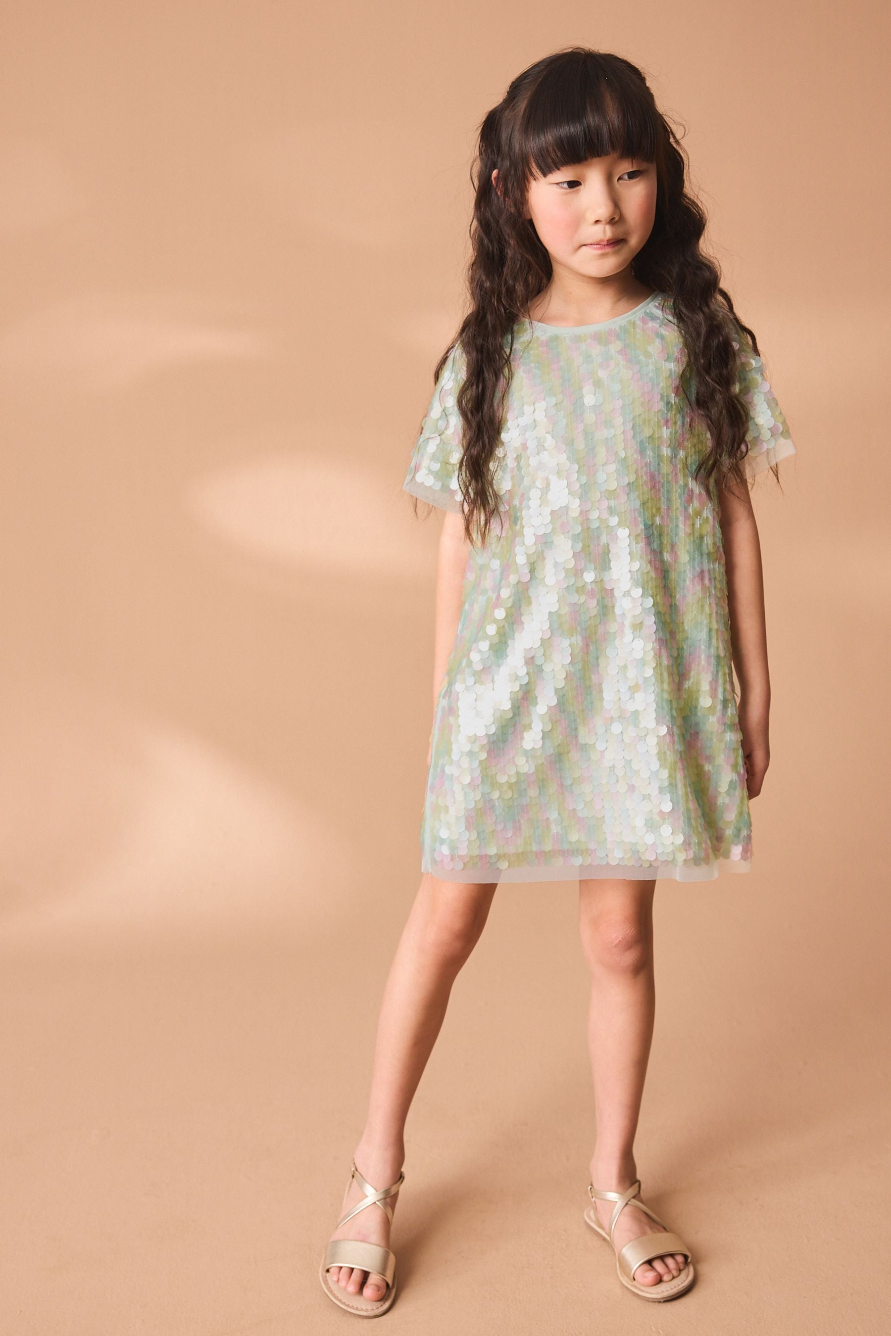 Mint Green Sequin Party Dress (3-16yrs)