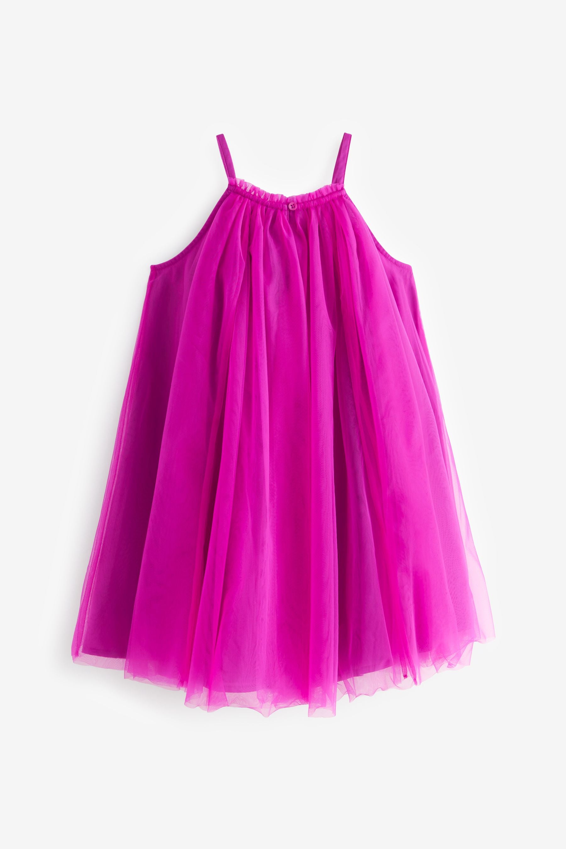 Magenta Pink Corsage Mesh Dress (3-16yrs)