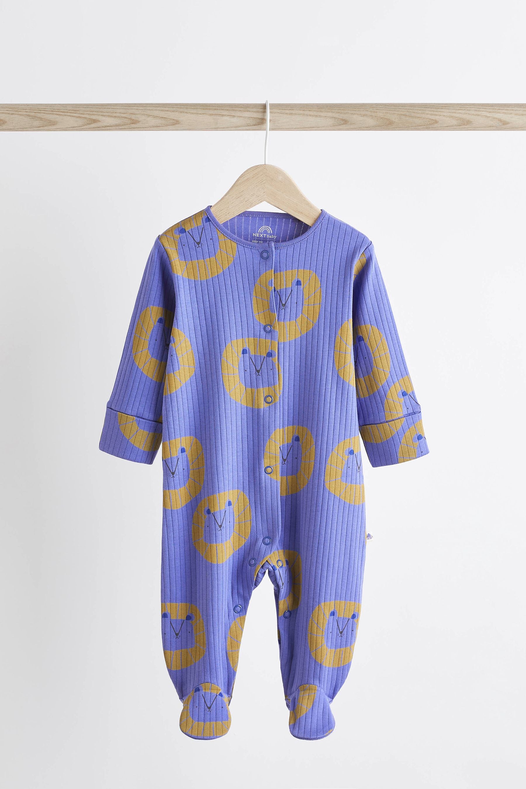 Blue Elephant Print Baby Sleepsuit 4 Pack (0mths-2yrs)