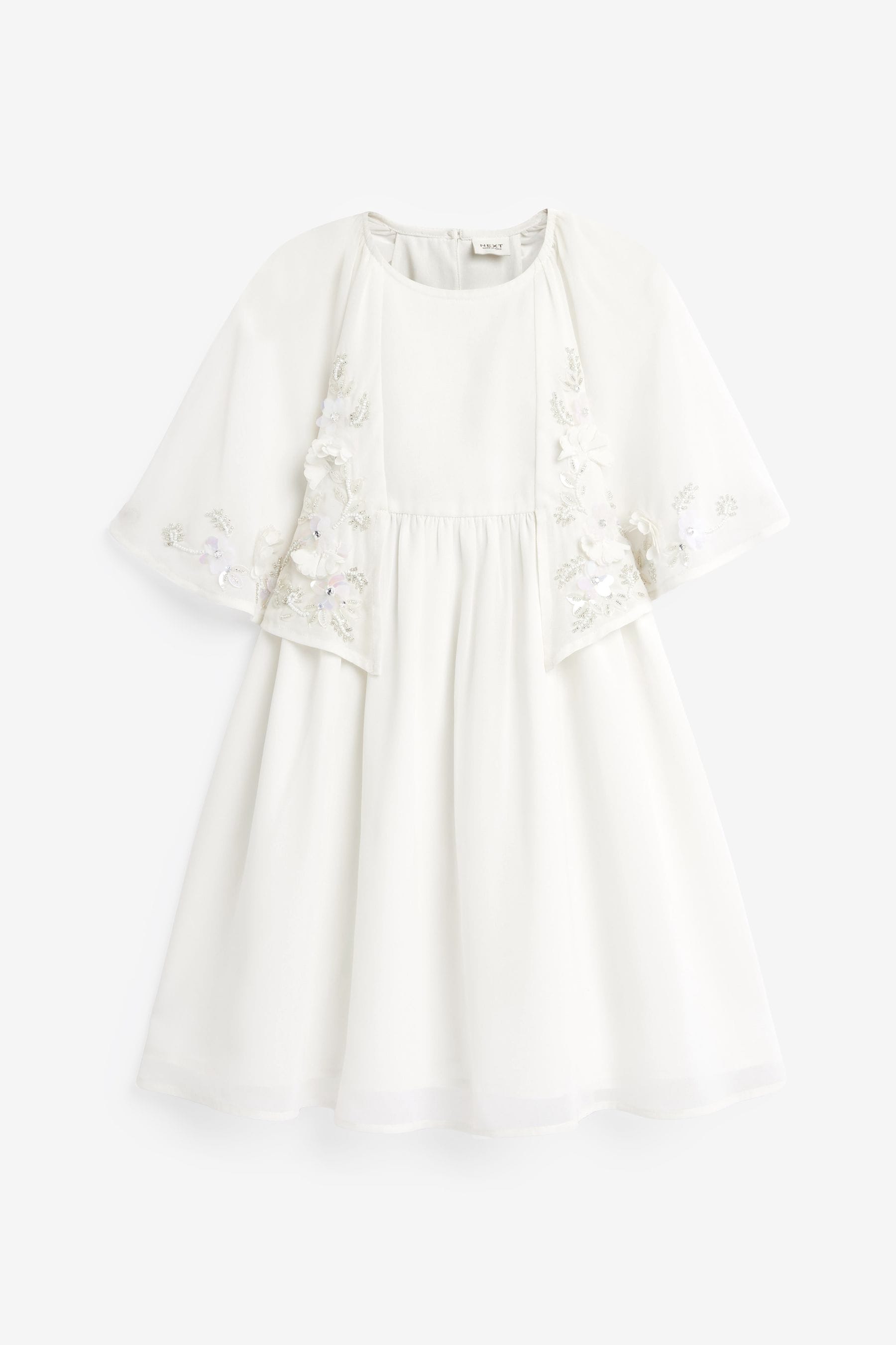 Ivory Cream Beaded Cape Dress (3-12yrs)