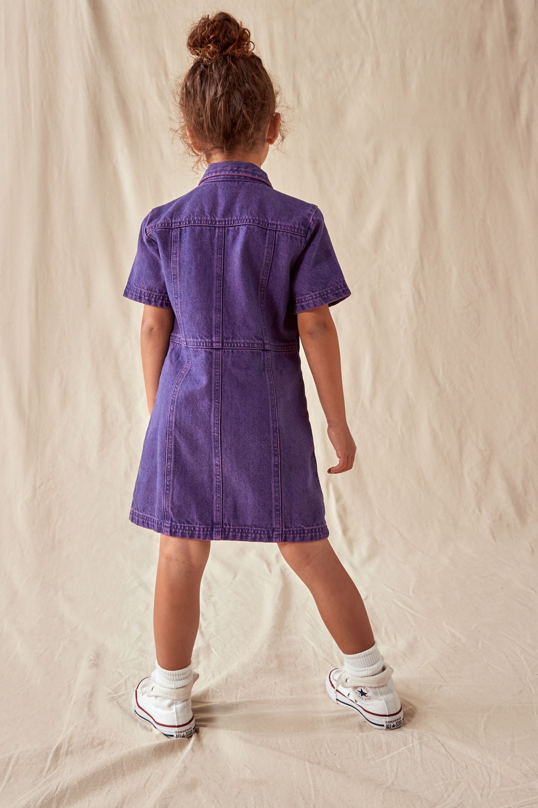 Purple Overdye Fitted Denim Dress (3-16yrs)