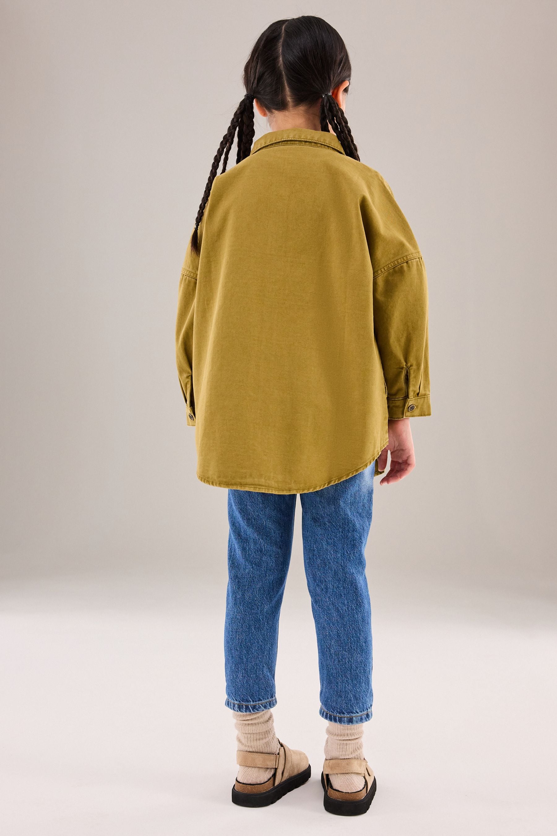 Olive Green Oversized Shacket (3-16yrs)