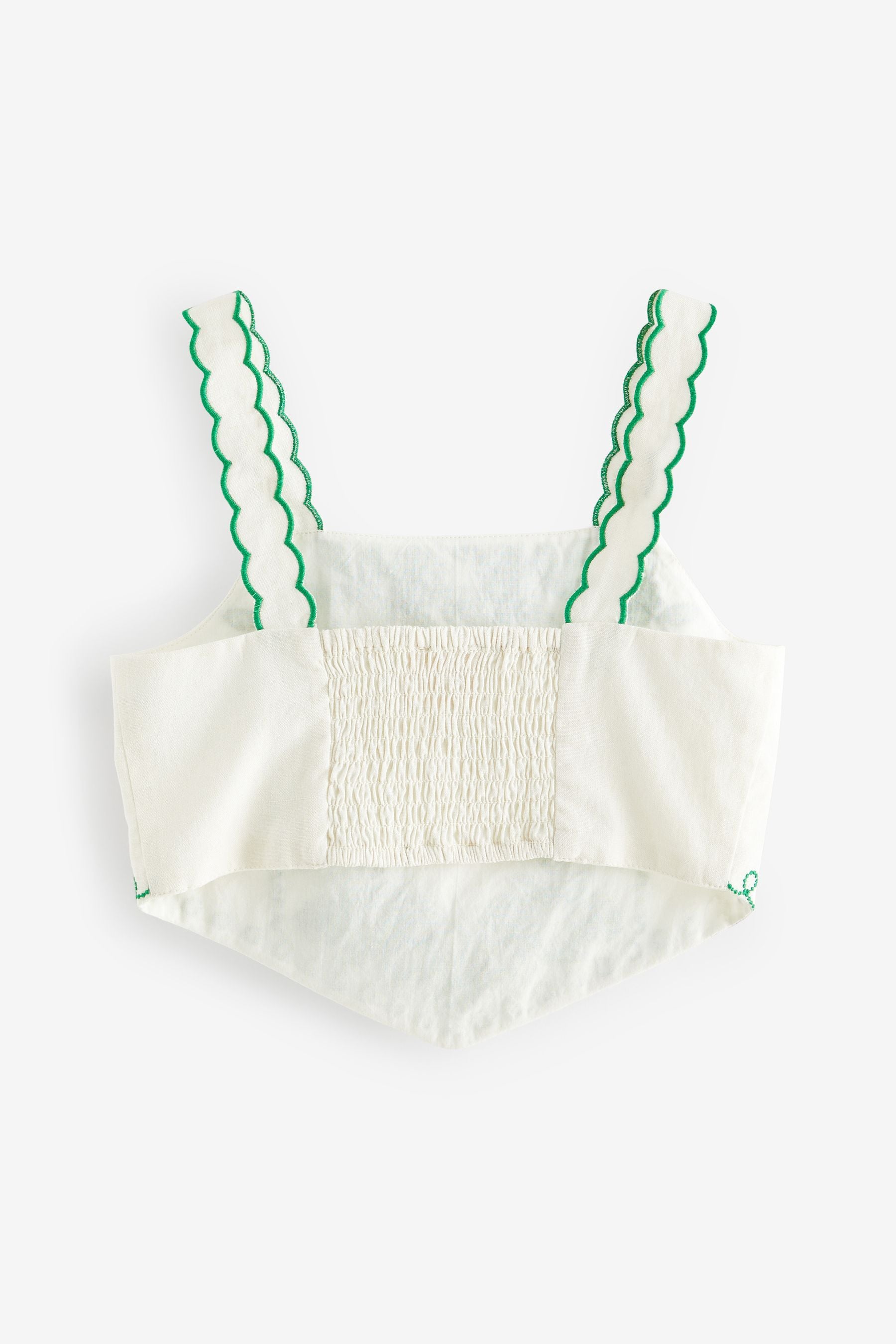 White/Green Embroidered Cami Top (3-16yrs)