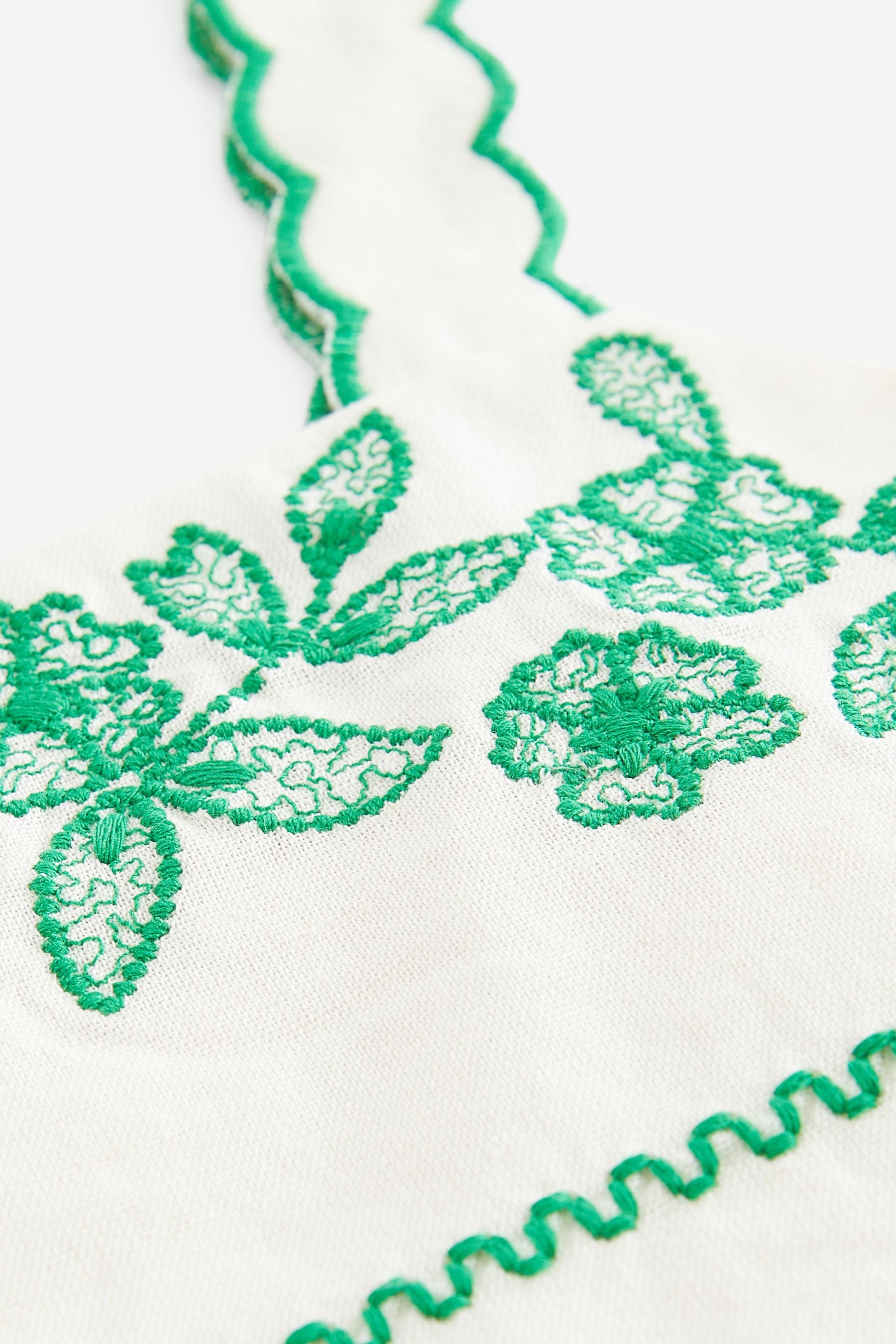 White/Green Embroidered Cami Top (3-16yrs)