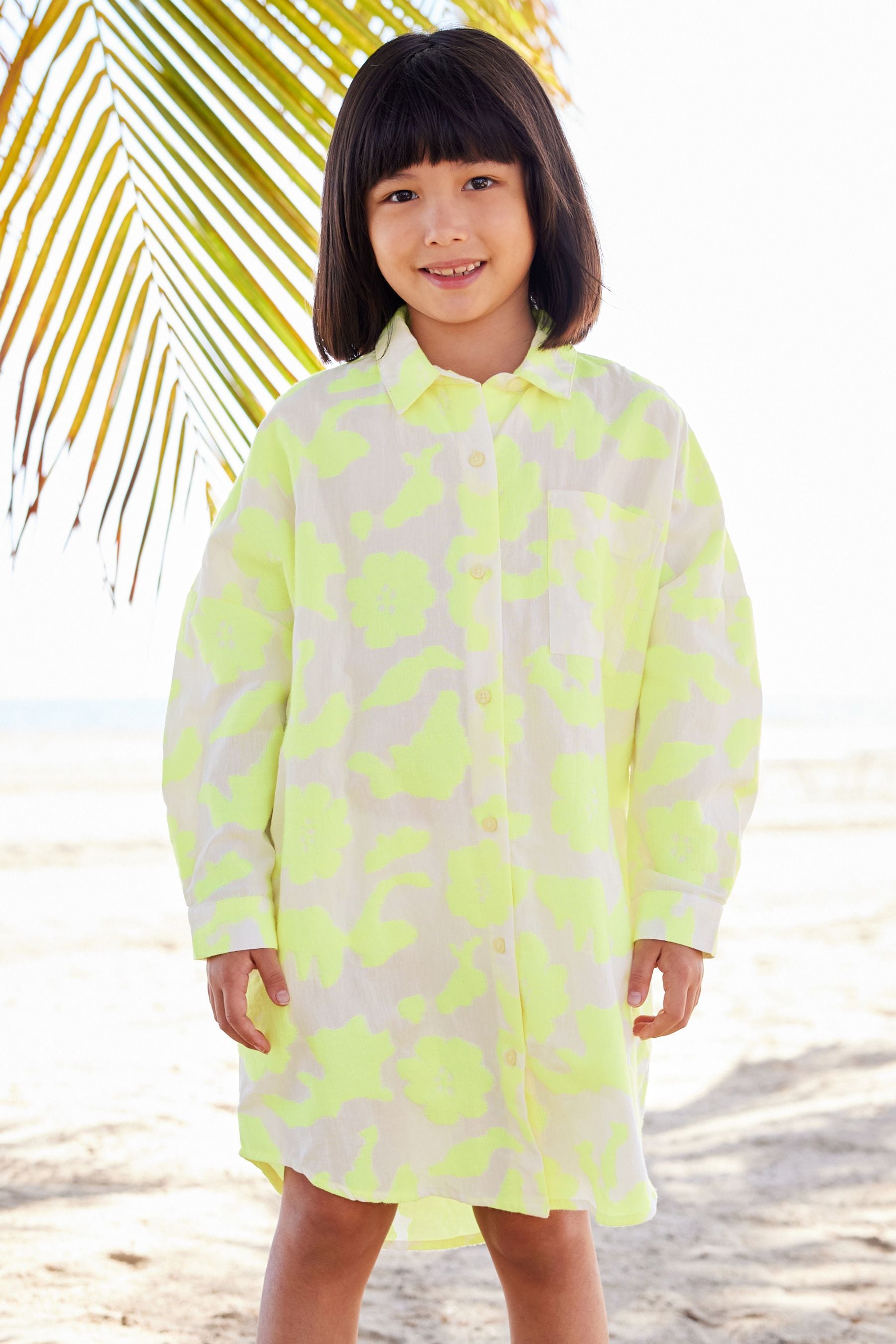 Yellow Textured Shirt Dress (3-16yrs)