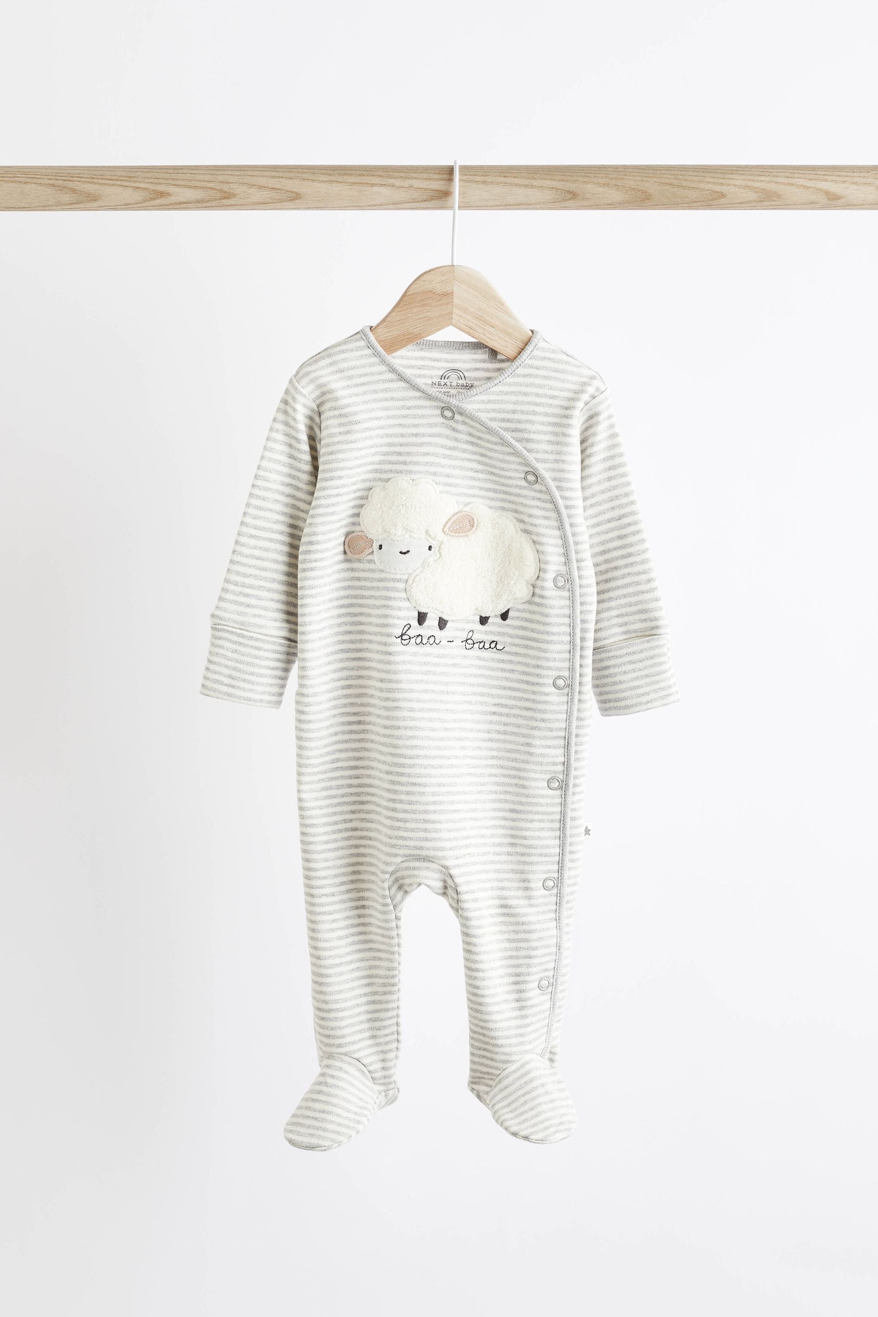 Grey Sheep Baby Delicate Appliqu?© Cotton Sleepsuits 3 Pack (0-2yrs)