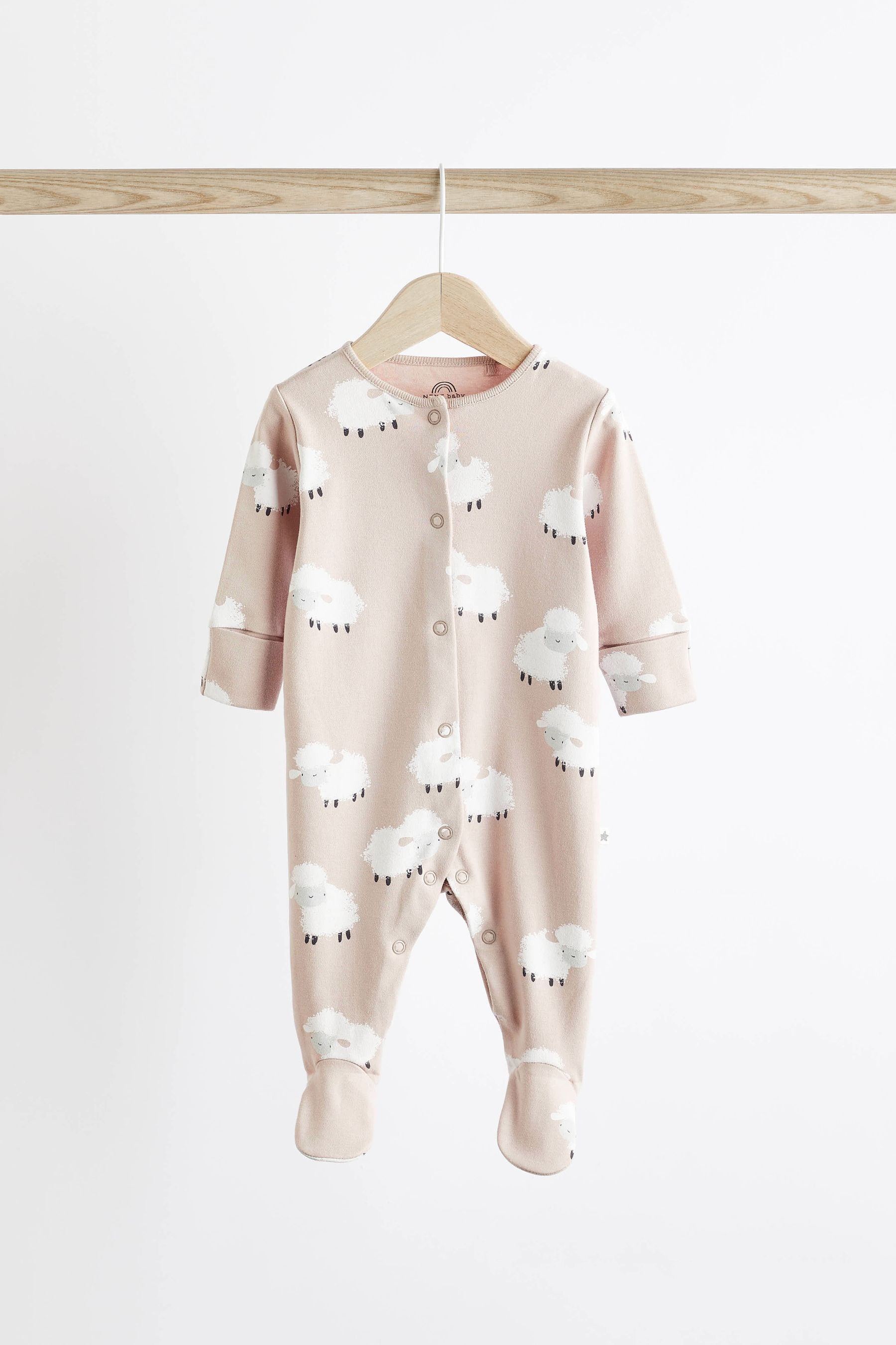 Grey Sheep Baby Delicate Appliqu?© Cotton Sleepsuits 3 Pack (0-2yrs)