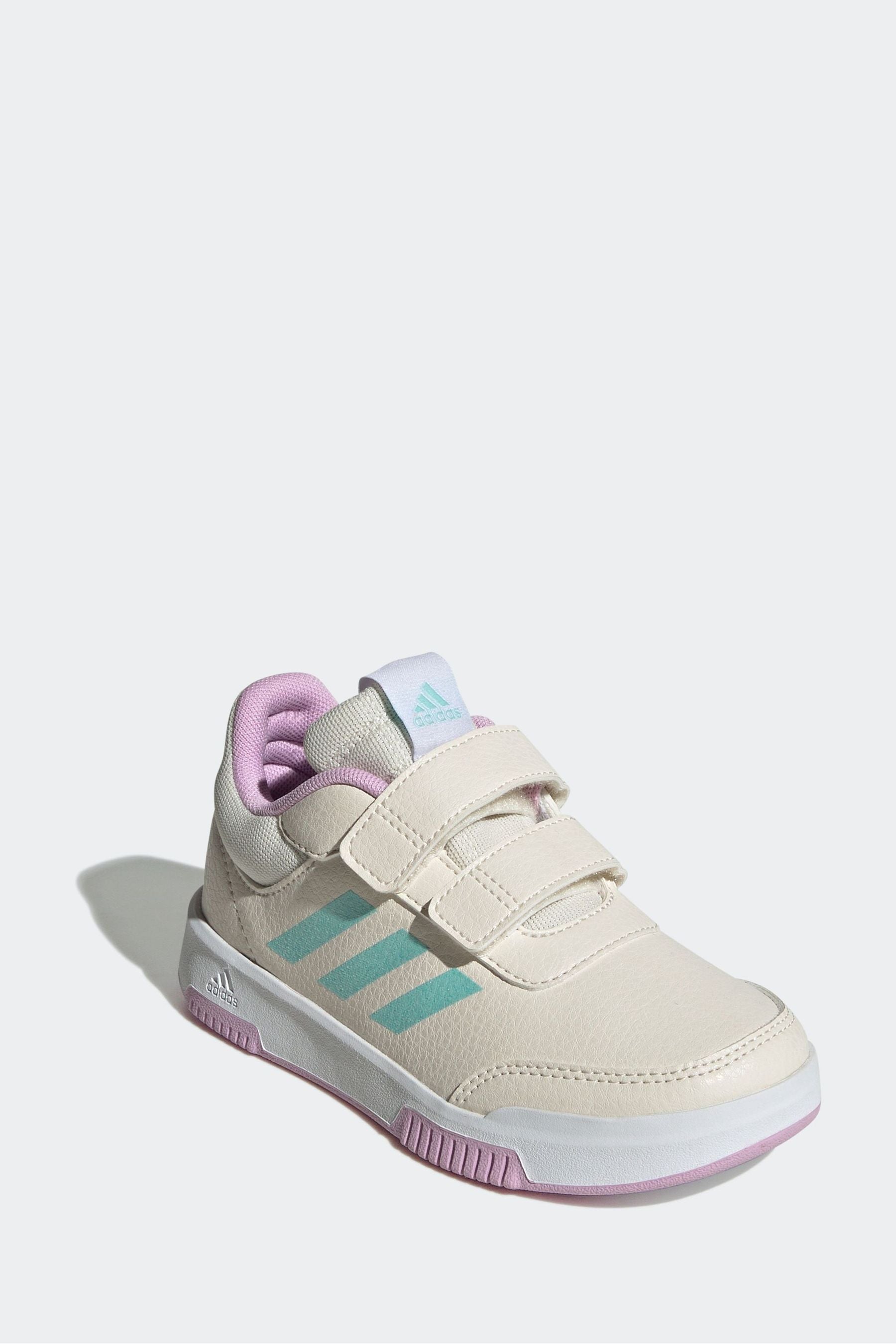 Cream/Pink adidas Kids Sportswear Tensaur Hook And Loop Trainers