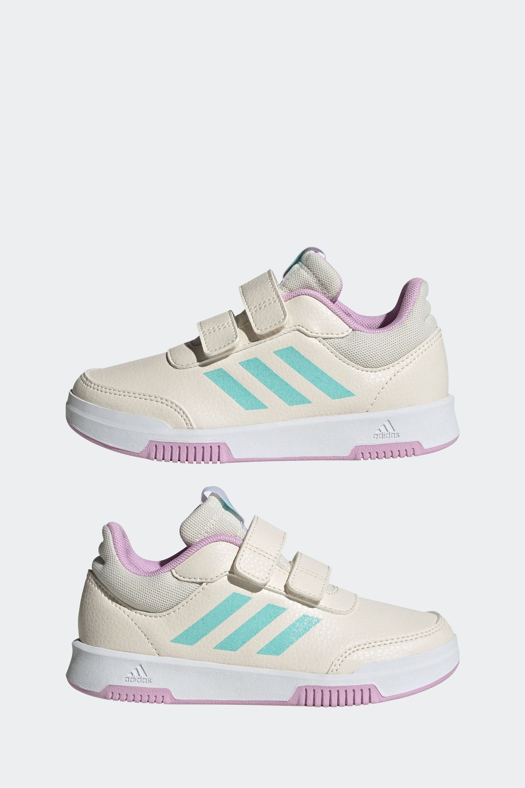 Cream/Pink adidas Kids Sportswear Tensaur Hook And Loop Trainers