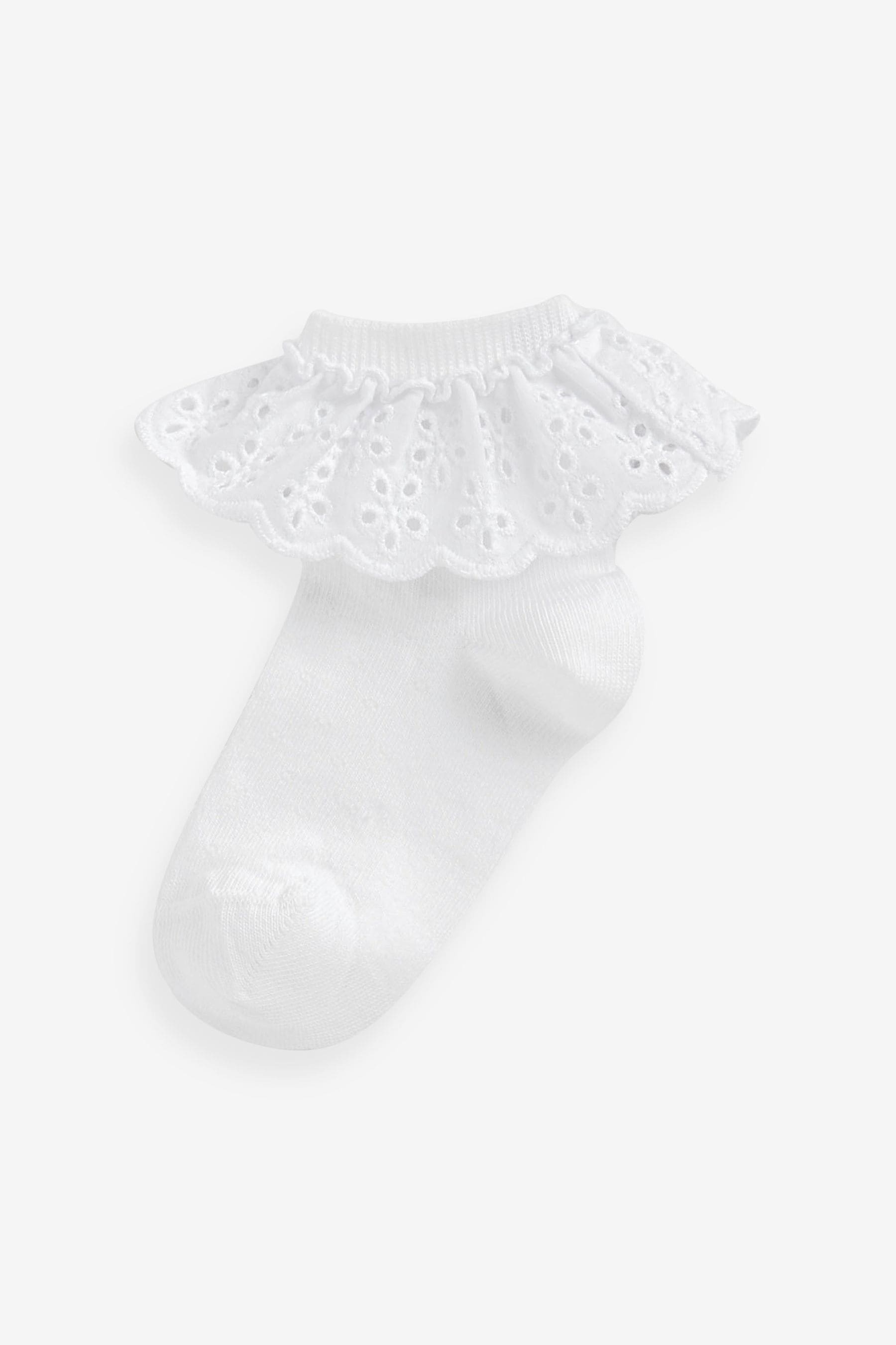 White Cotton Rich Ruffle Ankle Socks 2 Pack