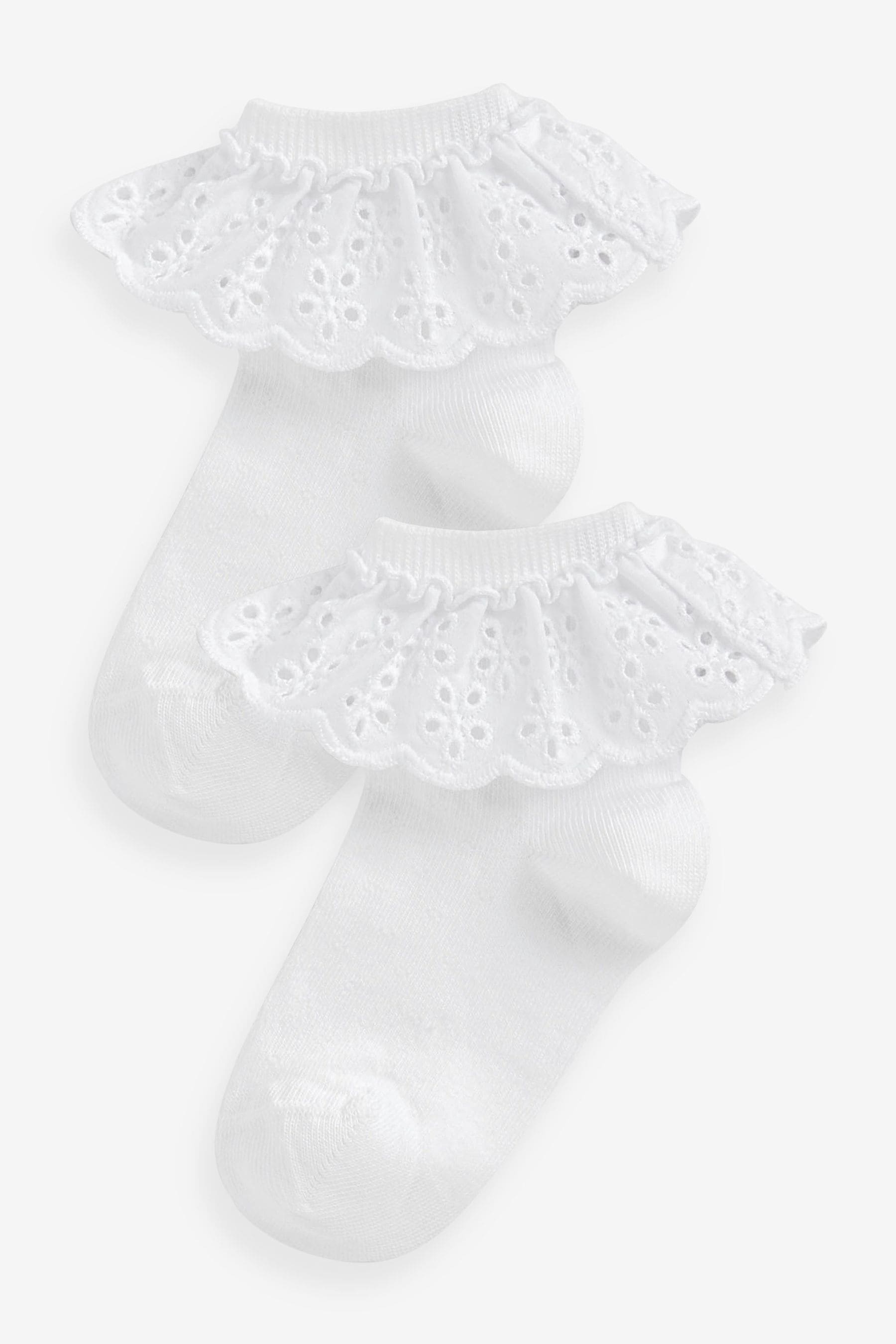 White Cotton Rich Ruffle Ankle Socks 2 Pack