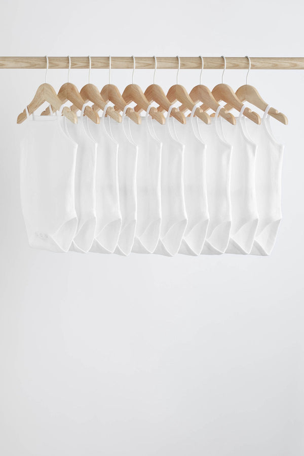 White 10 Pack Baby Strappy Bodysuits