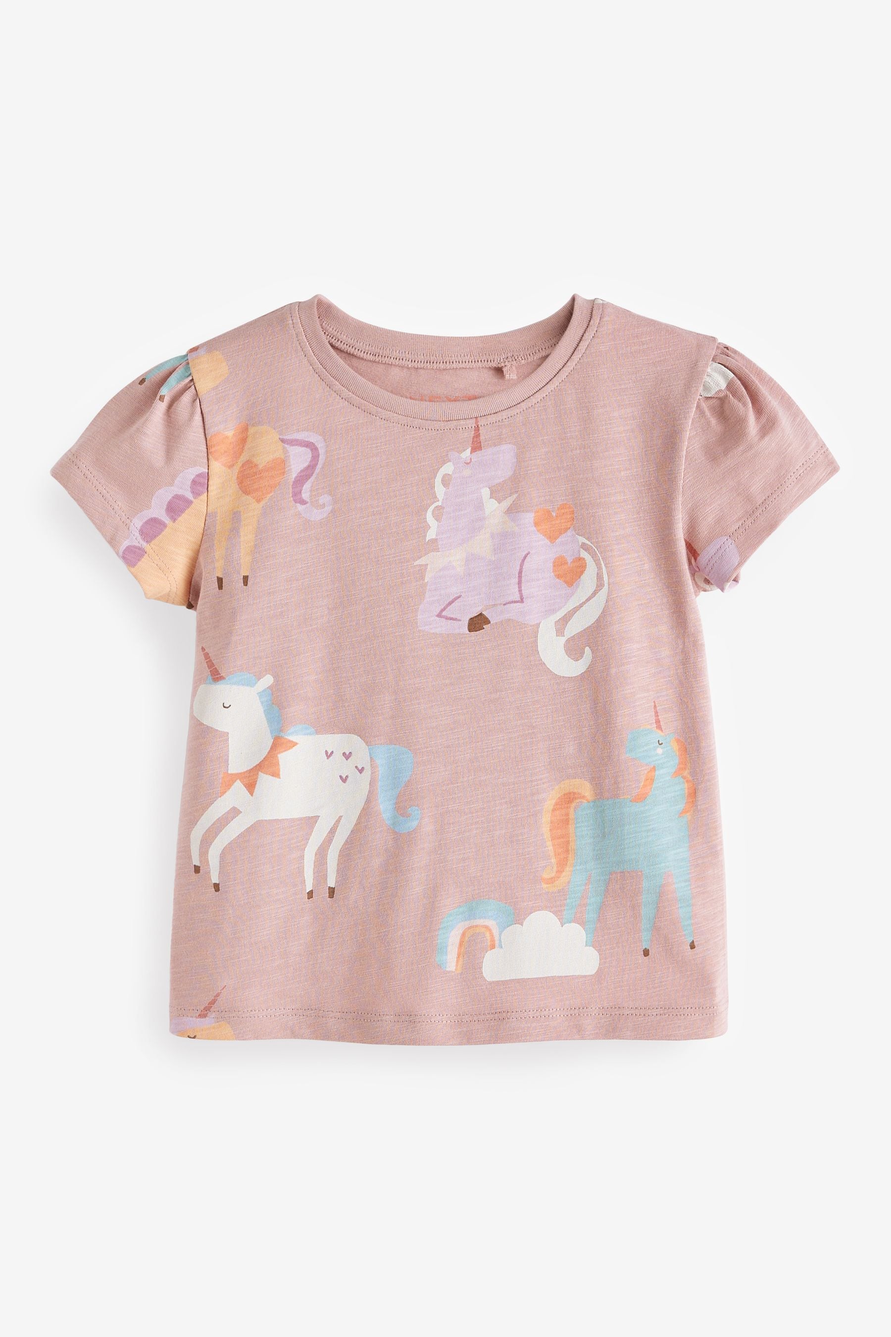 Pink Unicorn 100% Cotton Short Sleeve T-Shirts 4 Pack (3mths-7yrs)