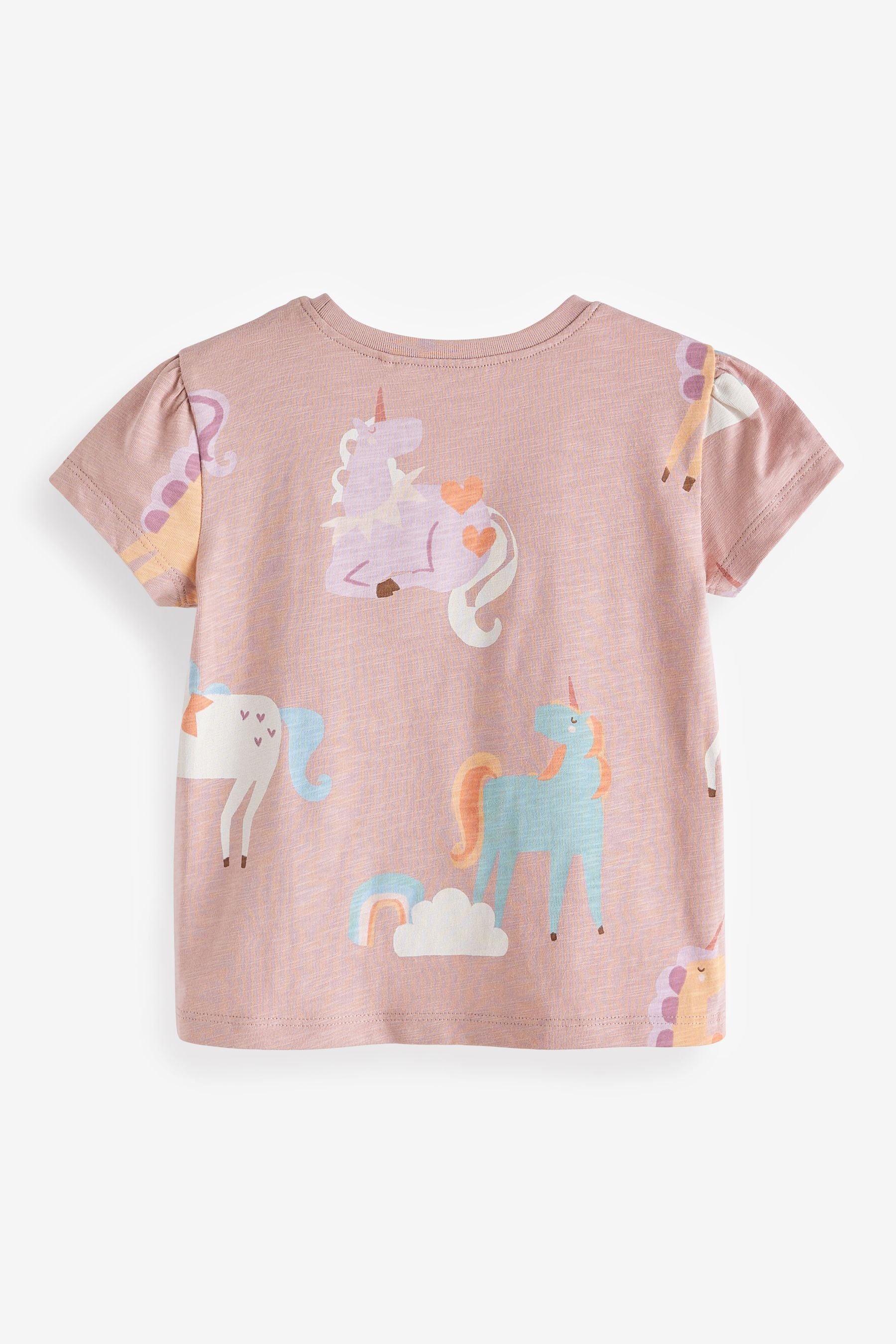 Pink Unicorn 100% Cotton Short Sleeve T-Shirts 4 Pack (3mths-7yrs)