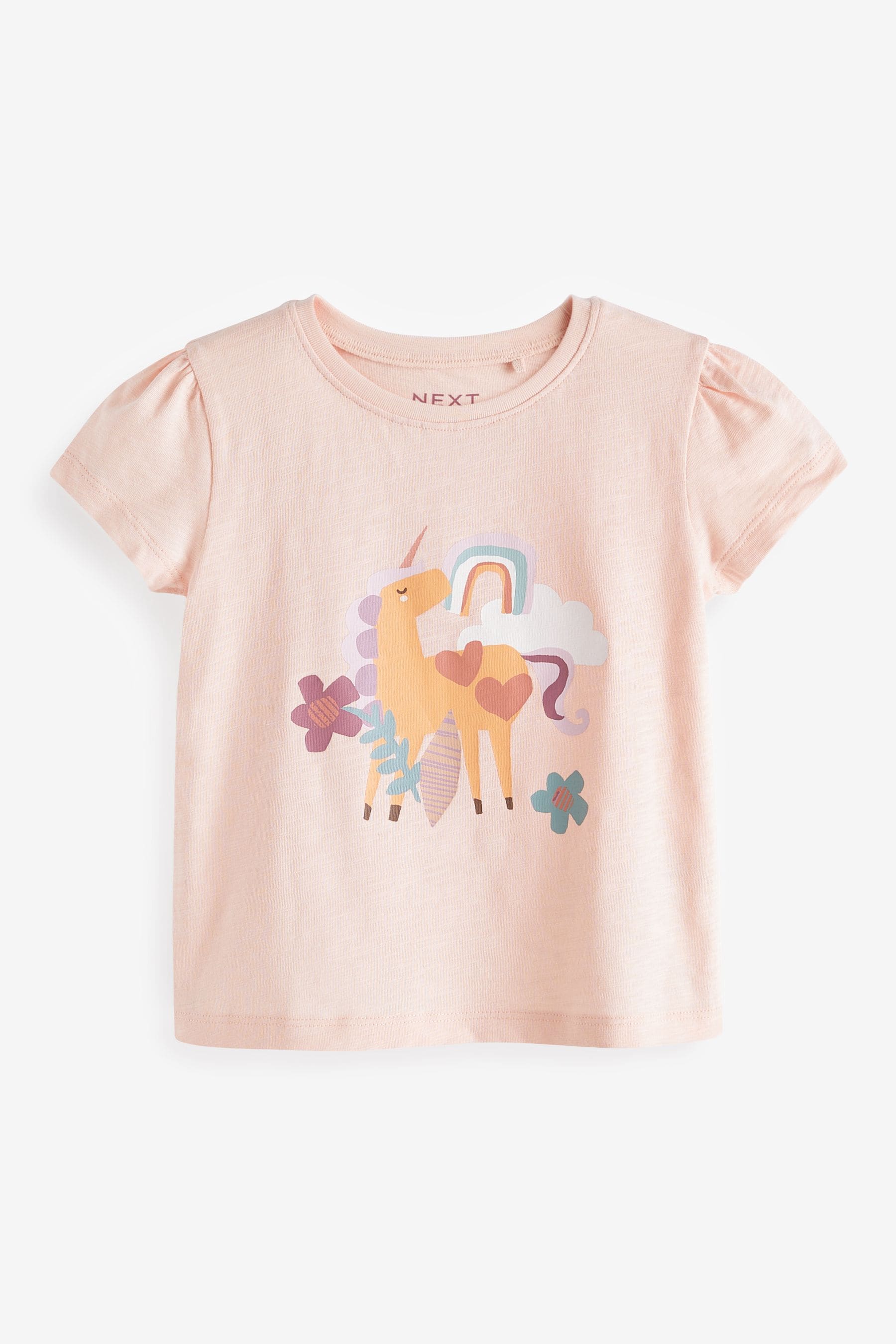 Pink Unicorn 100% Cotton Short Sleeve T-Shirts 4 Pack (3mths-7yrs)