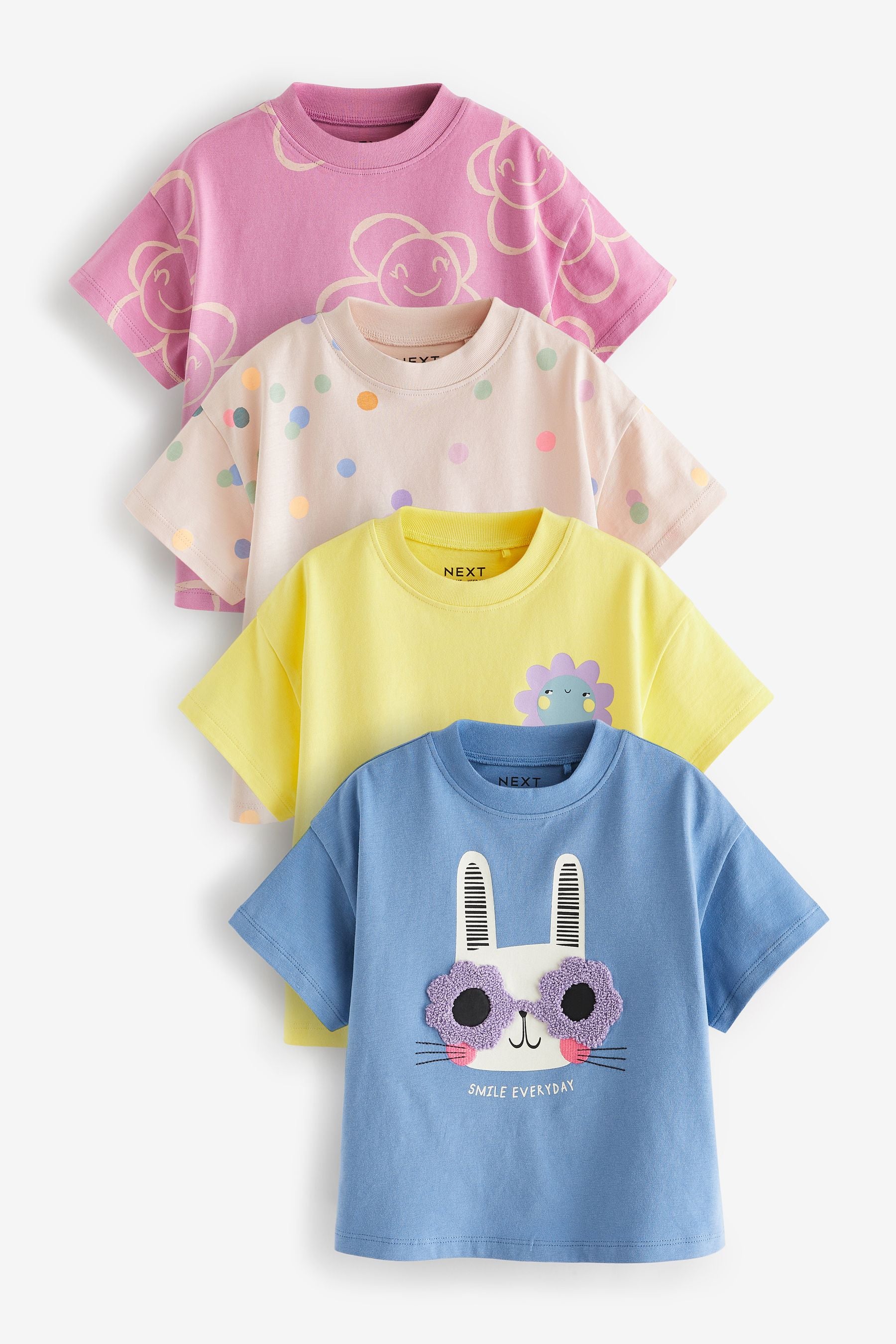 Blue Bunny Character 100% Cotton Short Sleeve T-Shirts 4 Pack (3mths-7yrs)