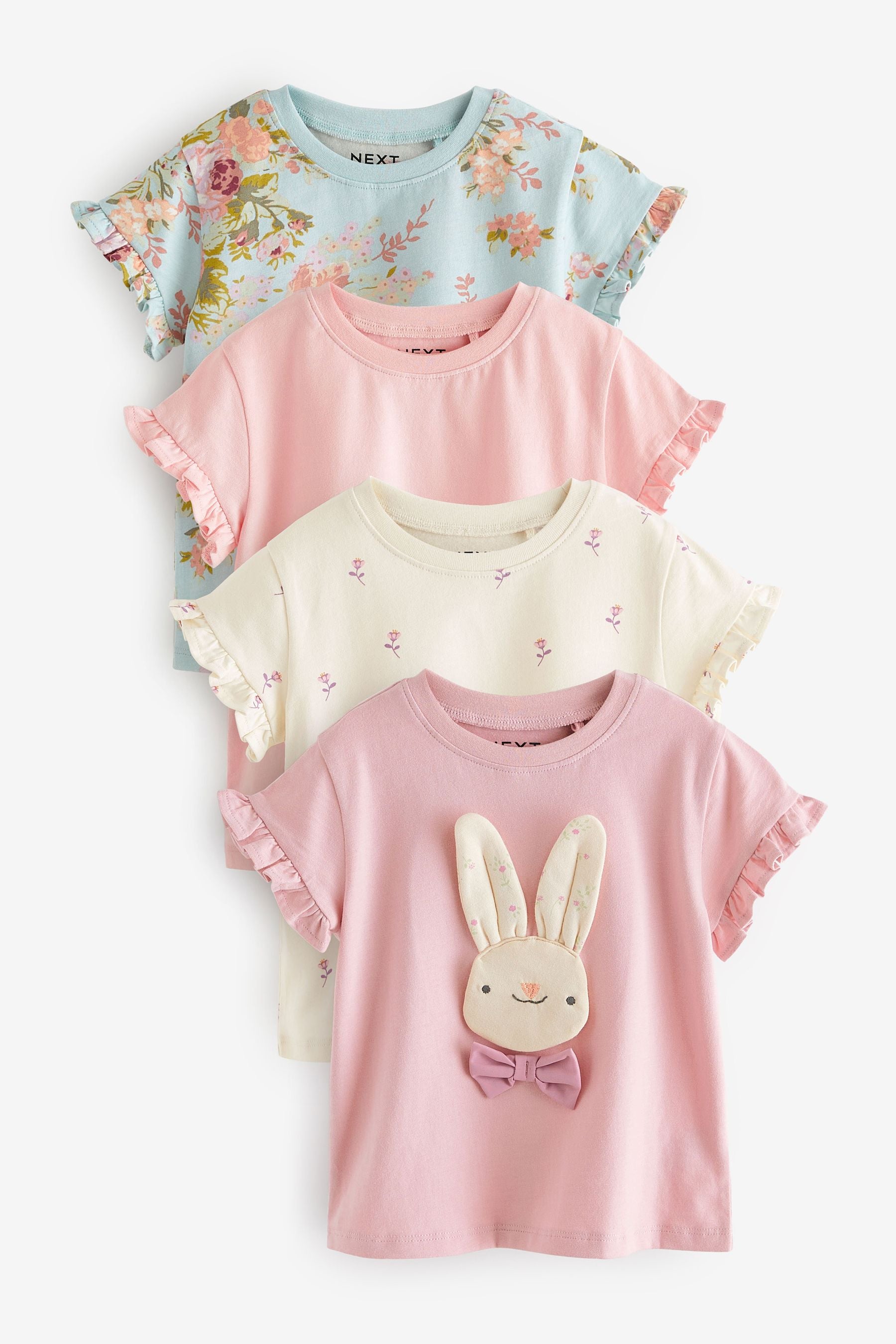 Pink Bunny 100% Cotton T-Shirts 4 Pack (3mths-7yrs)