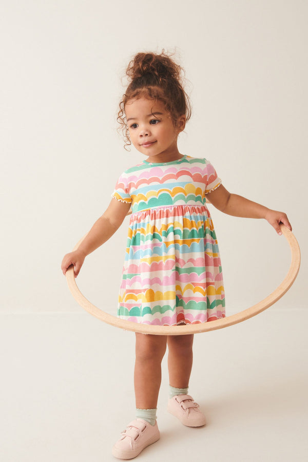 Rainbow Ribbed Jersey Dress (3mths-7yrs)