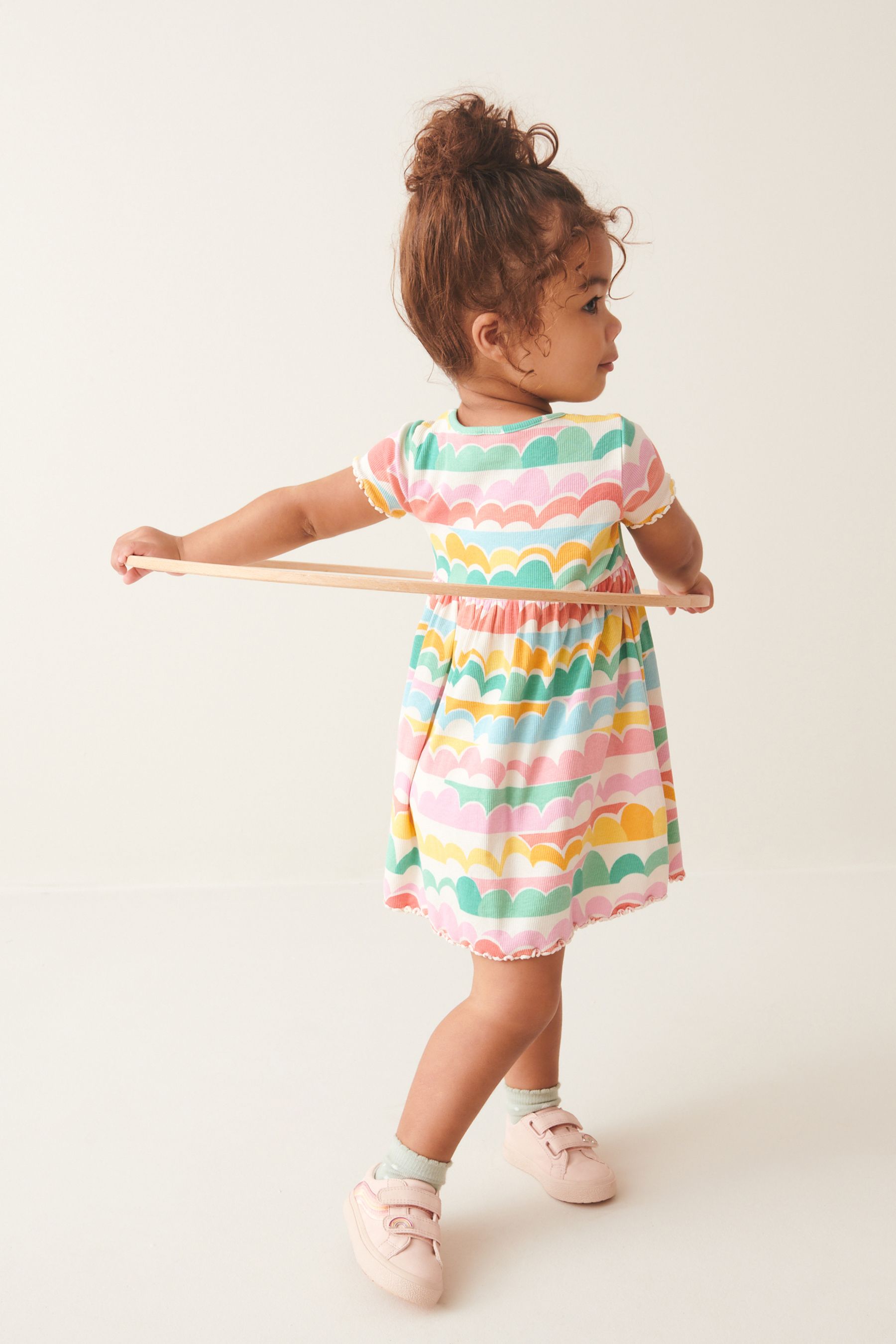 Rainbow Ribbed Jersey Dress (3mths-7yrs)