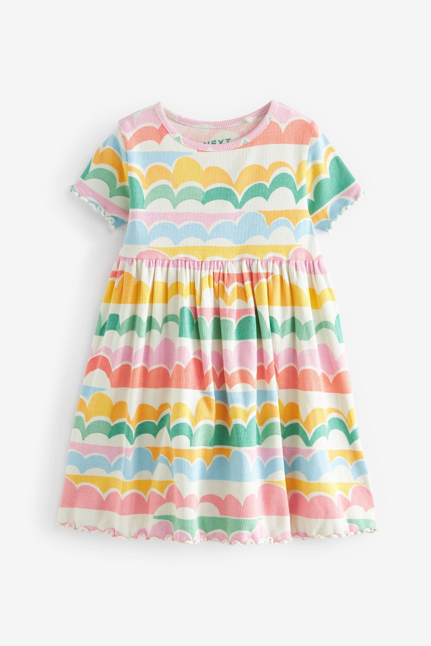 Rainbow Ribbed Jersey Dress (3mths-7yrs)