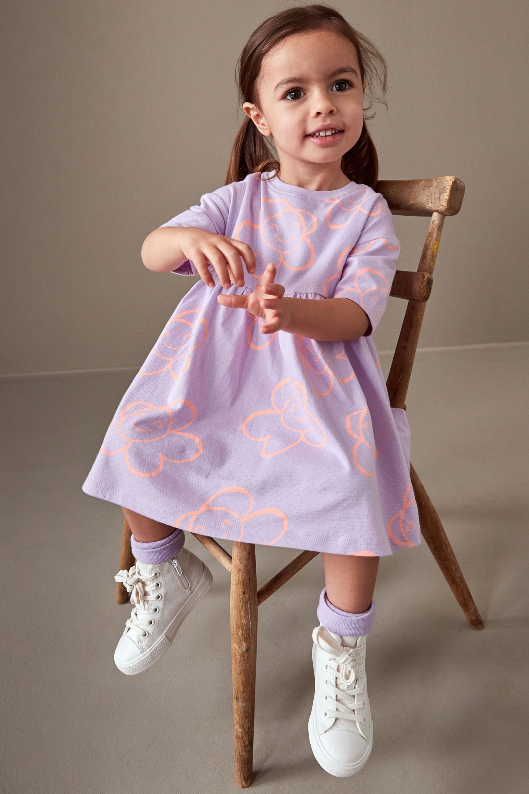 Purple Textured Jersey Dress (3mths-7yrs)