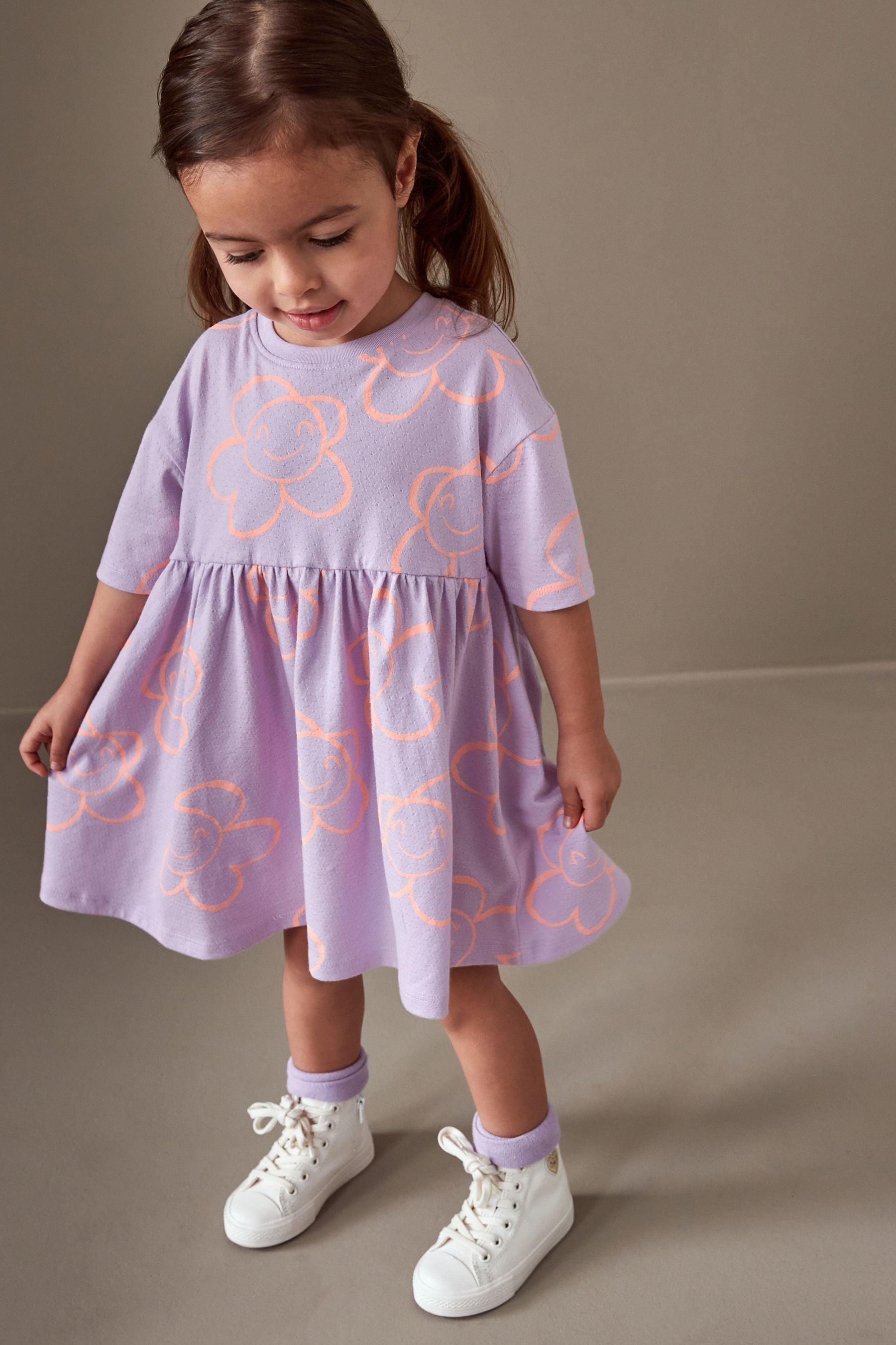 Purple Textured Jersey Dress (3mths-7yrs)