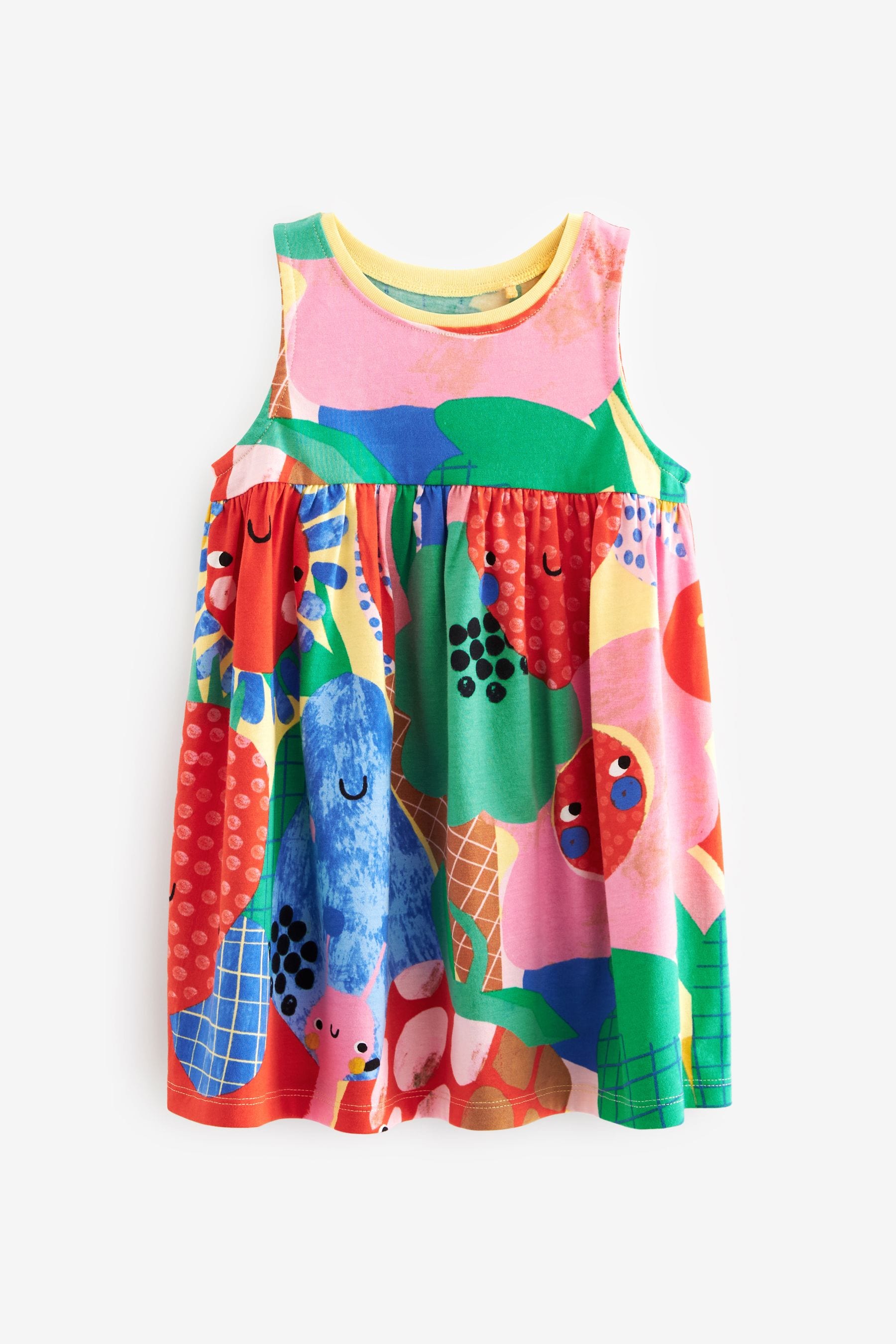 Multicoloured 100% Cotton Sleeveless Jersey Dress (3mths-7yrs)