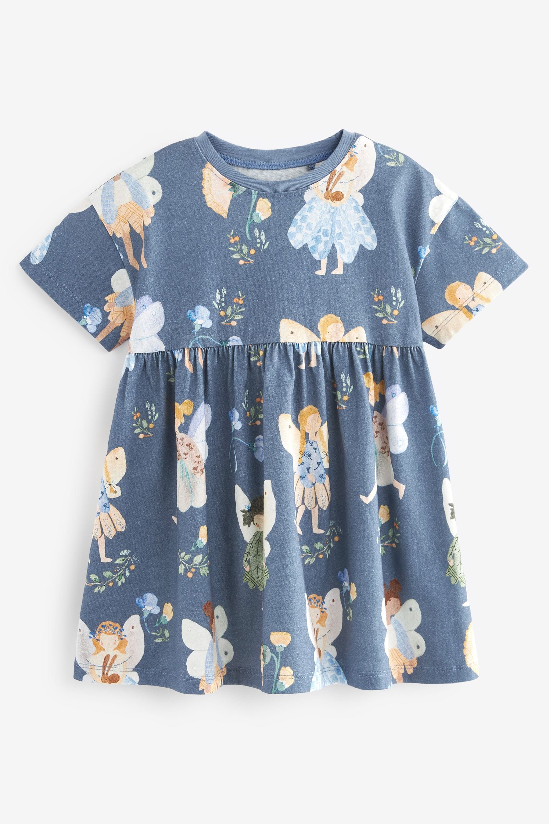 Blue Fairy 100% Cotton Short Sleeve Jersey Dress (3mths-7yrs)