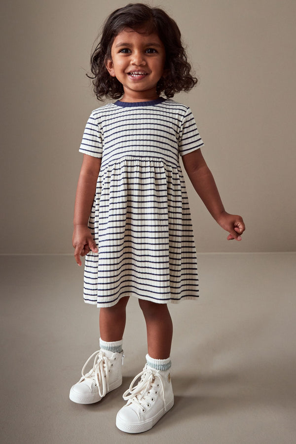 Black/White Ribbed Jersey Dress (3mths-7yrs)