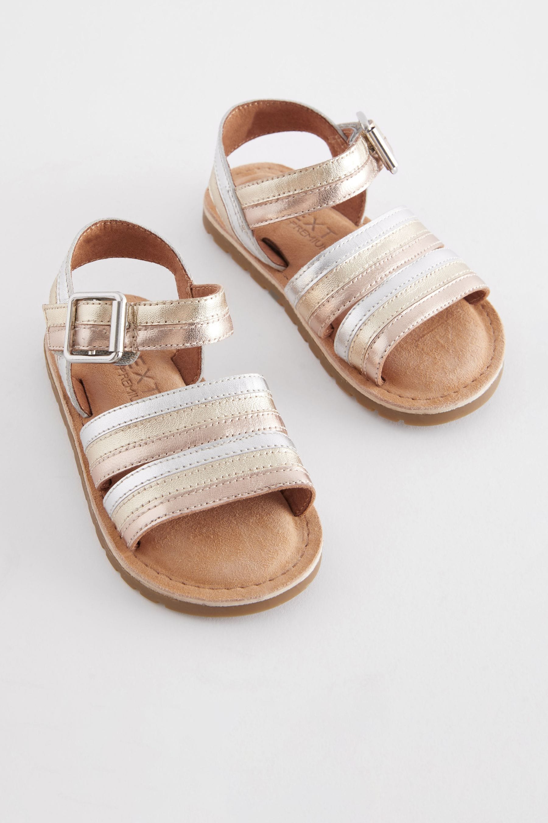 Gold Standard Fit (F) Leather Stripe Sandals