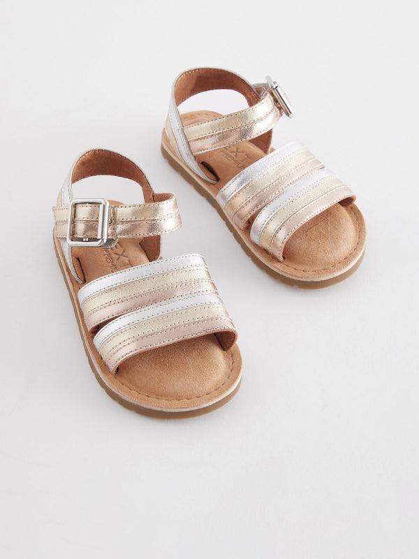 Gold Leather Stripe Sandals