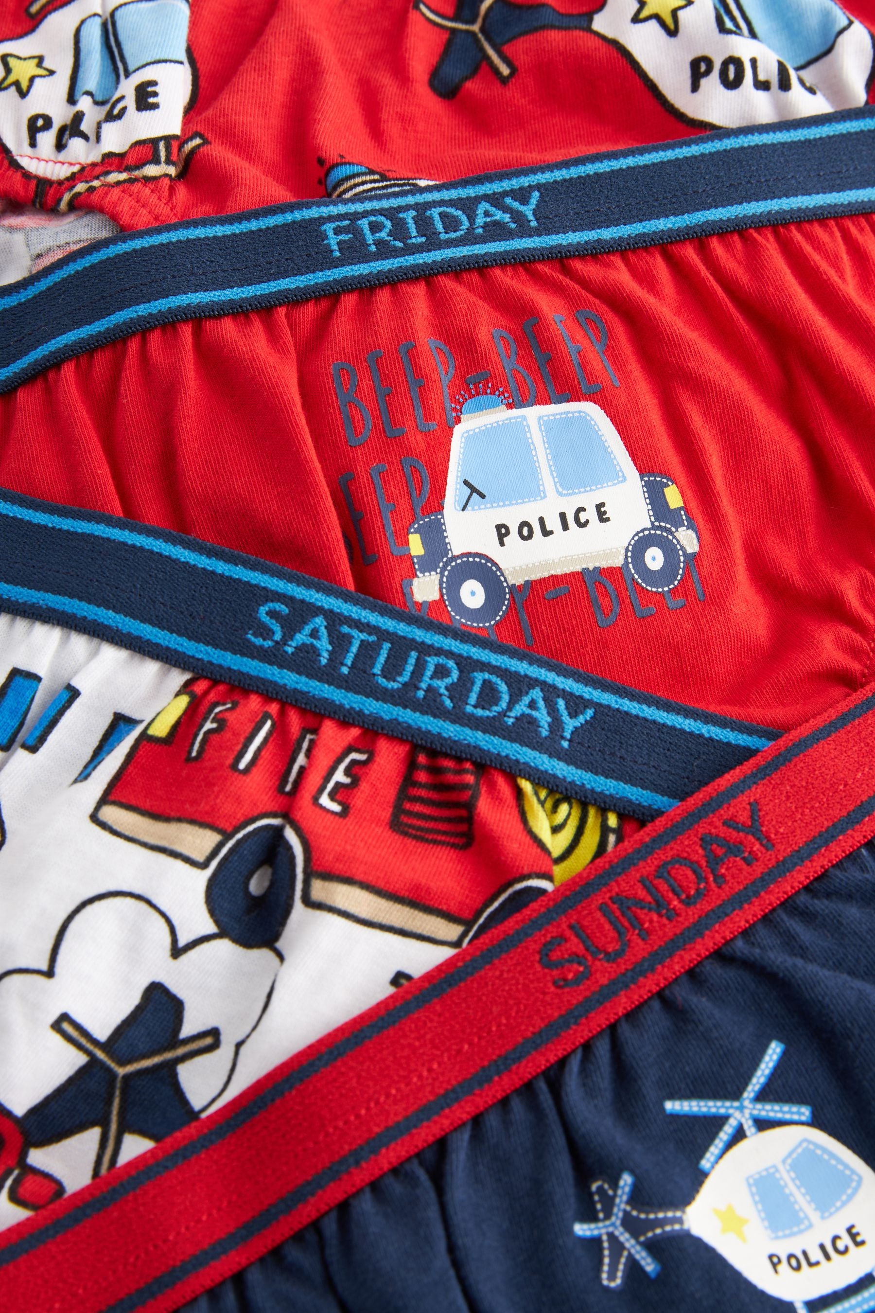 Emergency Vehicle Print Briefs 7 Pack (1.5-10yrs)