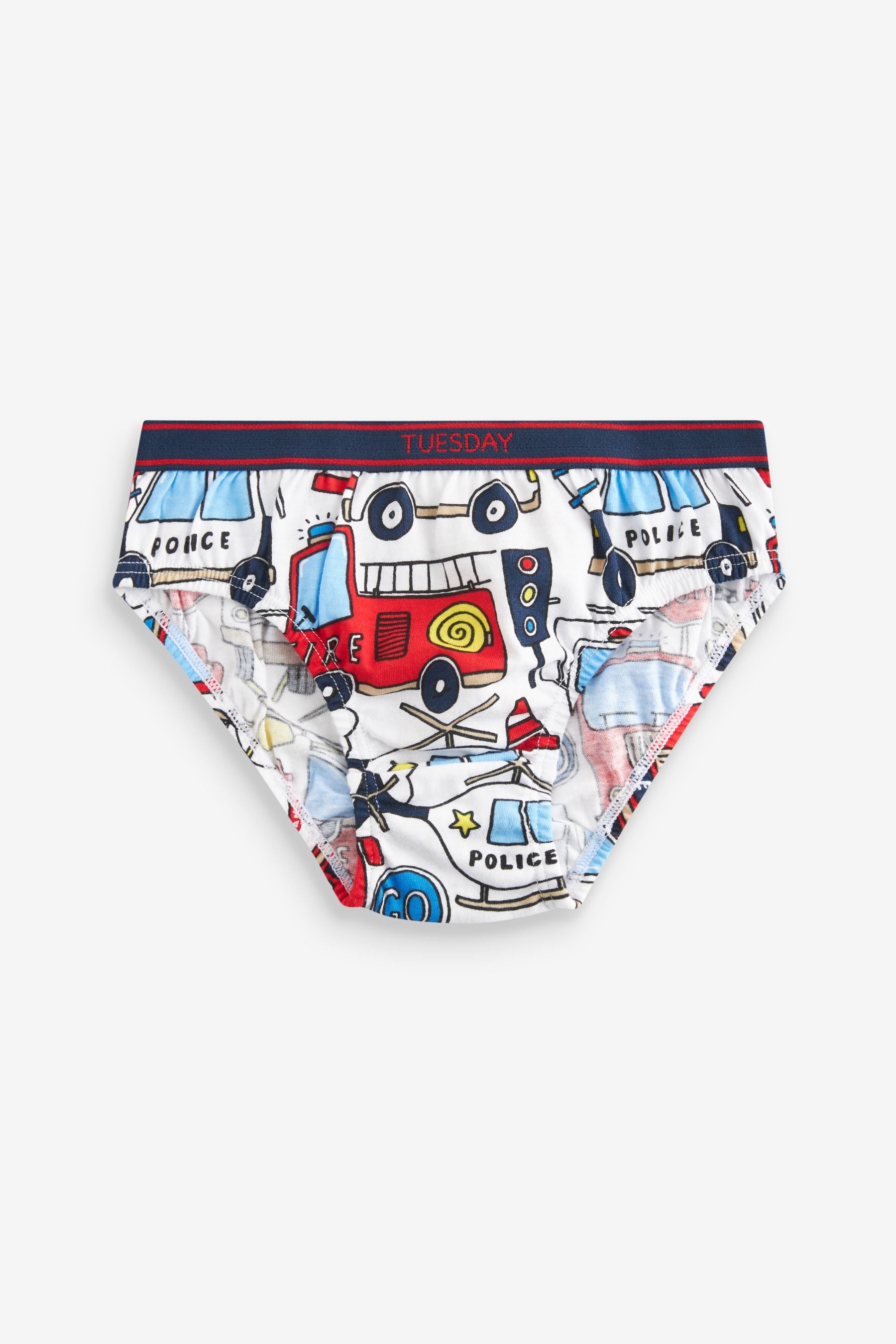 Emergency Vehicle Print Briefs 7 Pack (1.5-10yrs)