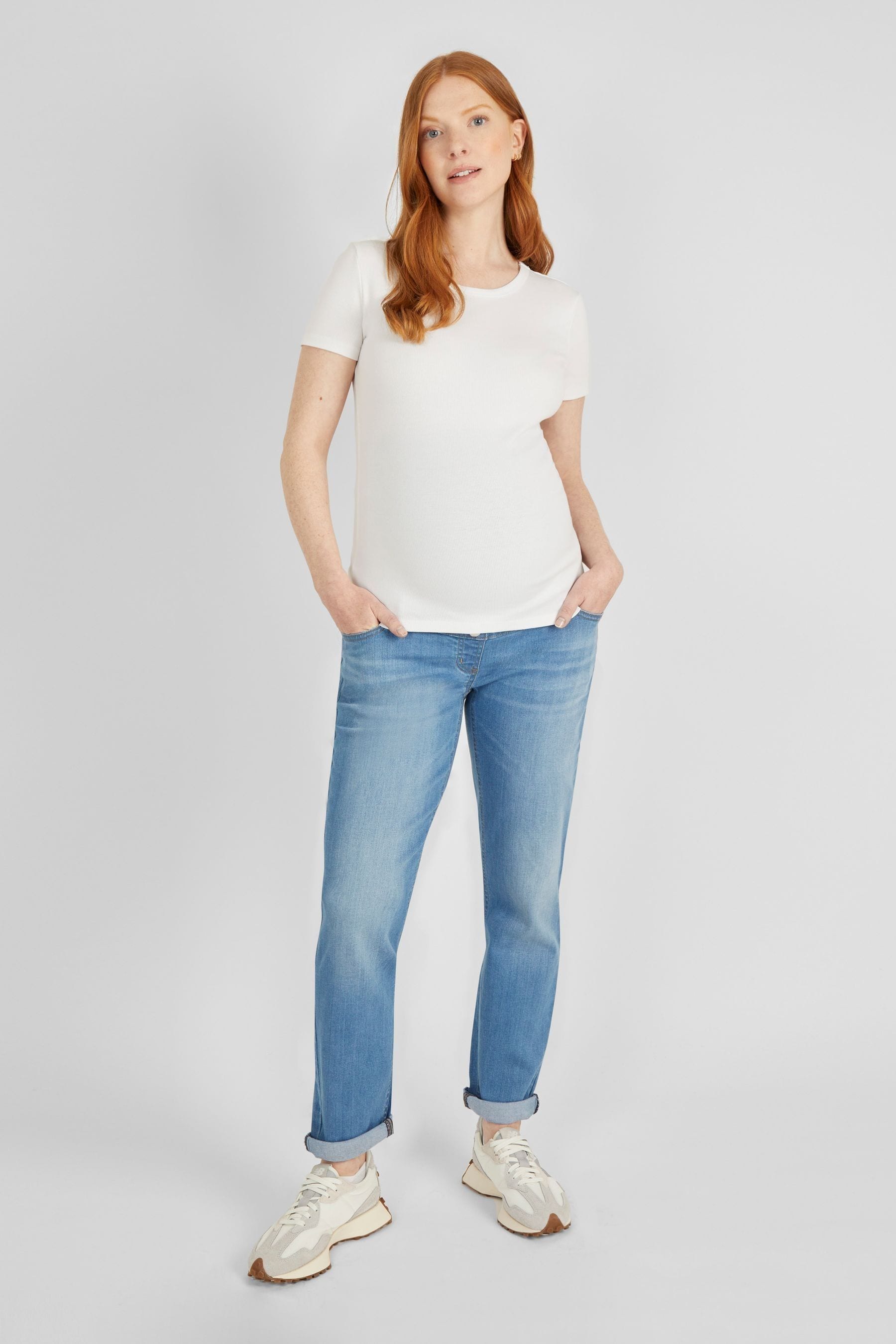 Light Wash JoJo Maman Bébé Slim Boyfriend Maternity Jeans