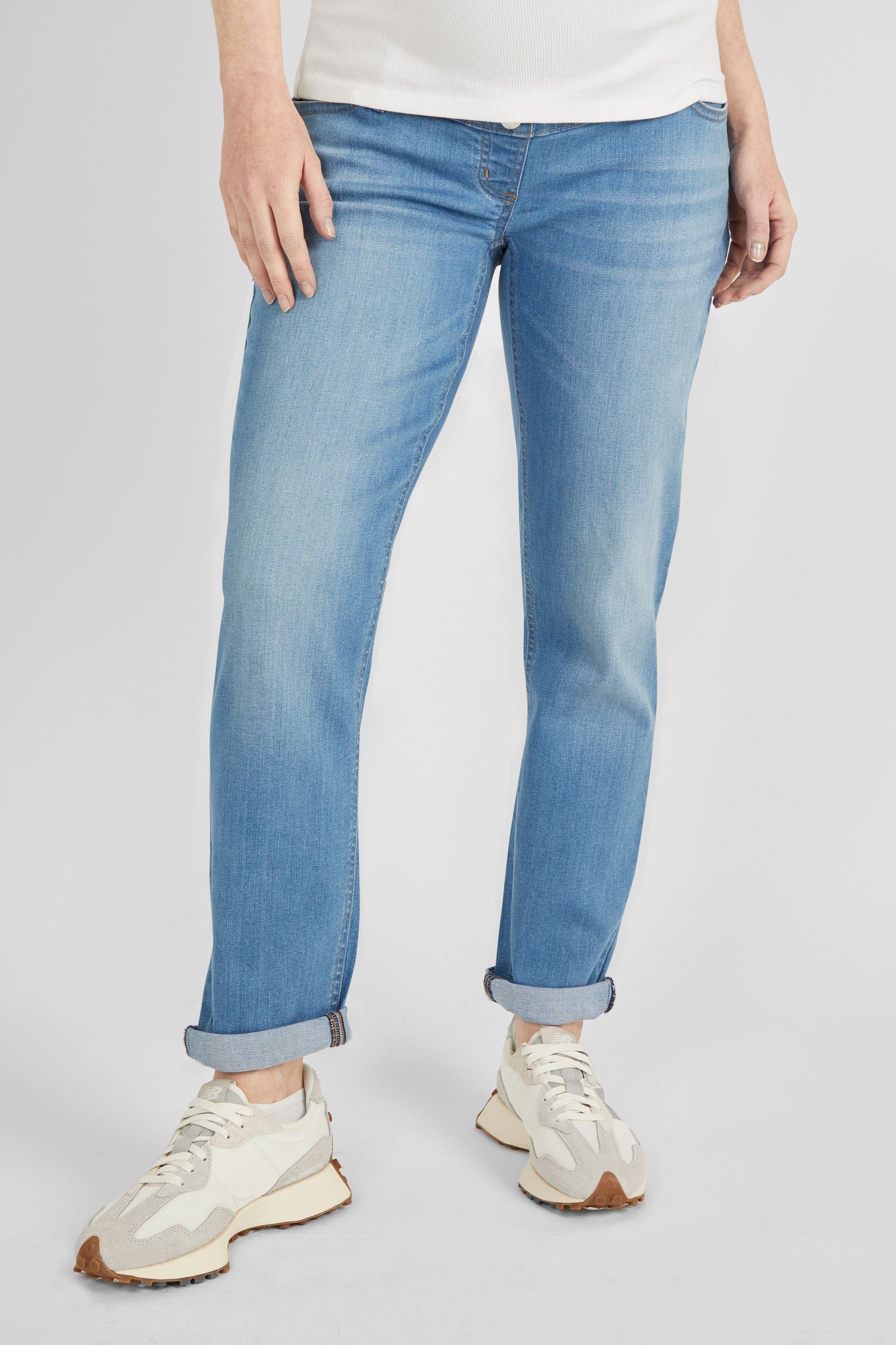 JoJo Maman Bébé Light Wash Blue Slim Boyfriend Maternity Denim Jeans